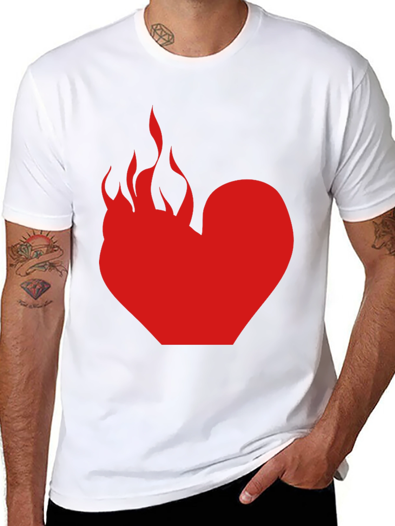 Flaming Heart Graphic Tee - Bold Black T-Shirt