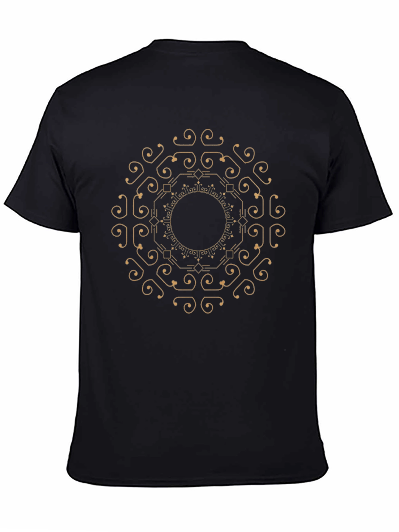 Geometric Mandala Graphic Tee - Stylish Black T-Shirt