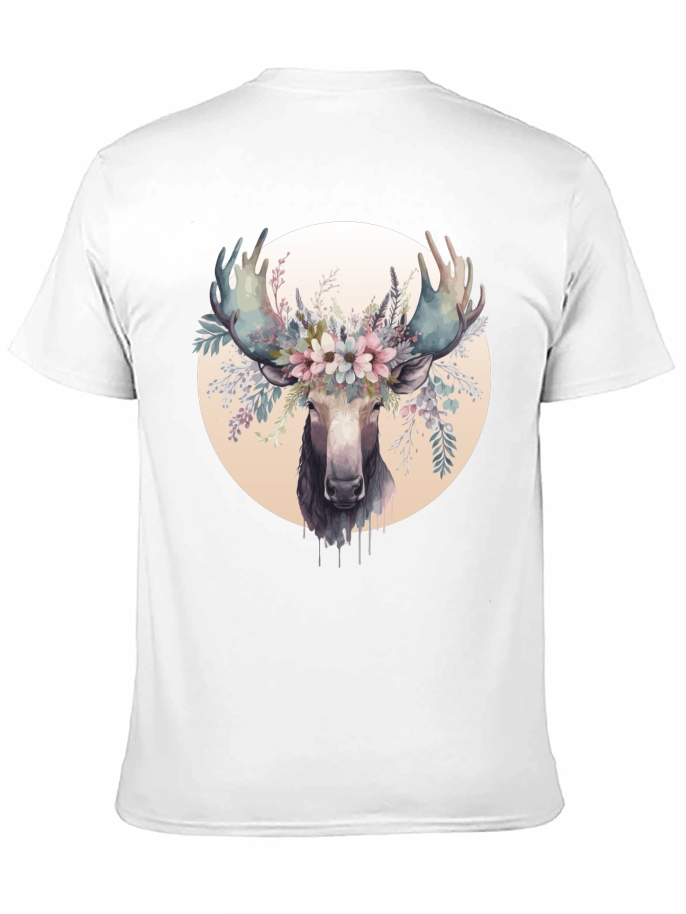 Moose Floral Crown Black Graphic Tee