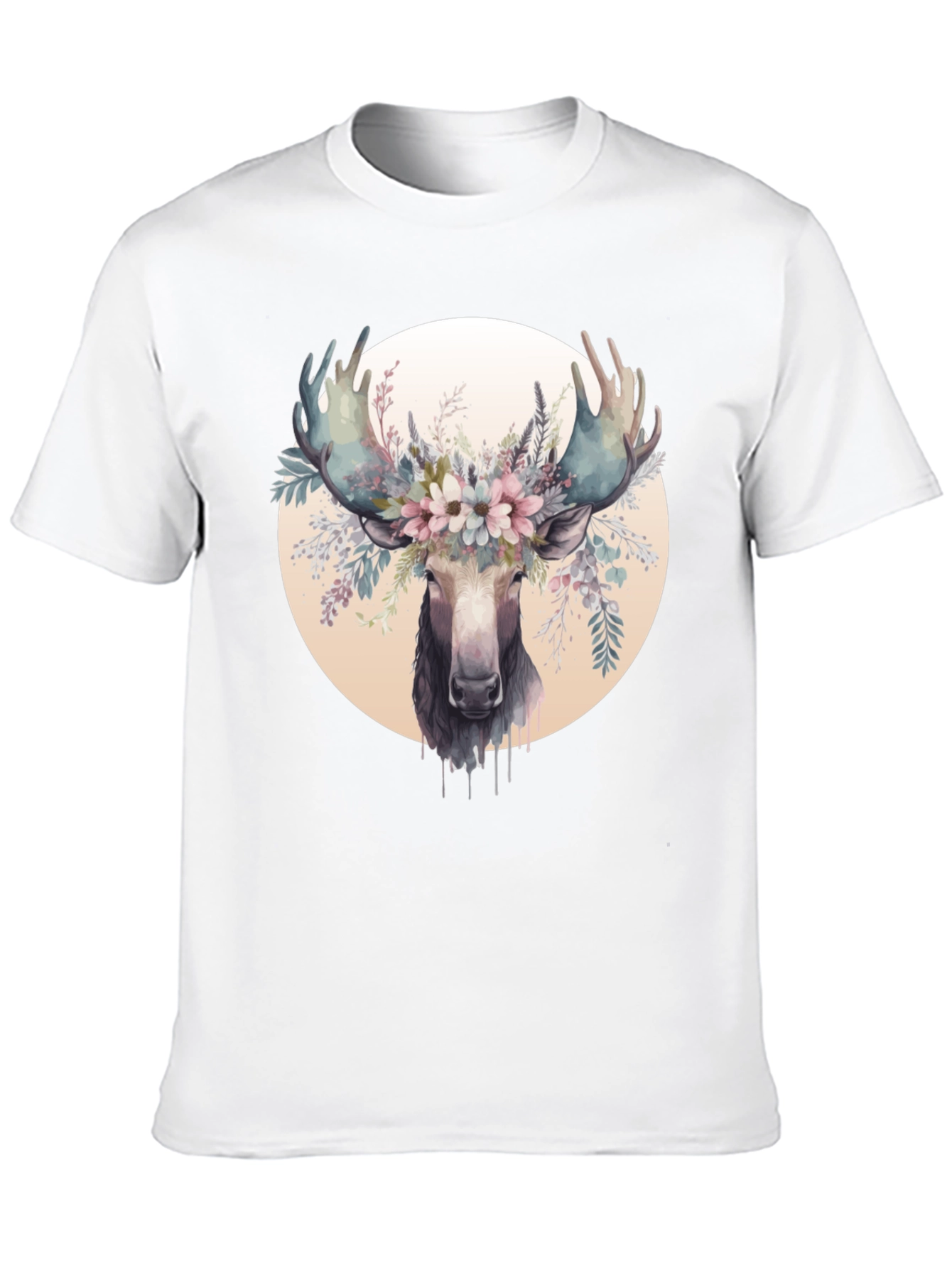 Moose Floral Crown Black Graphic Tee