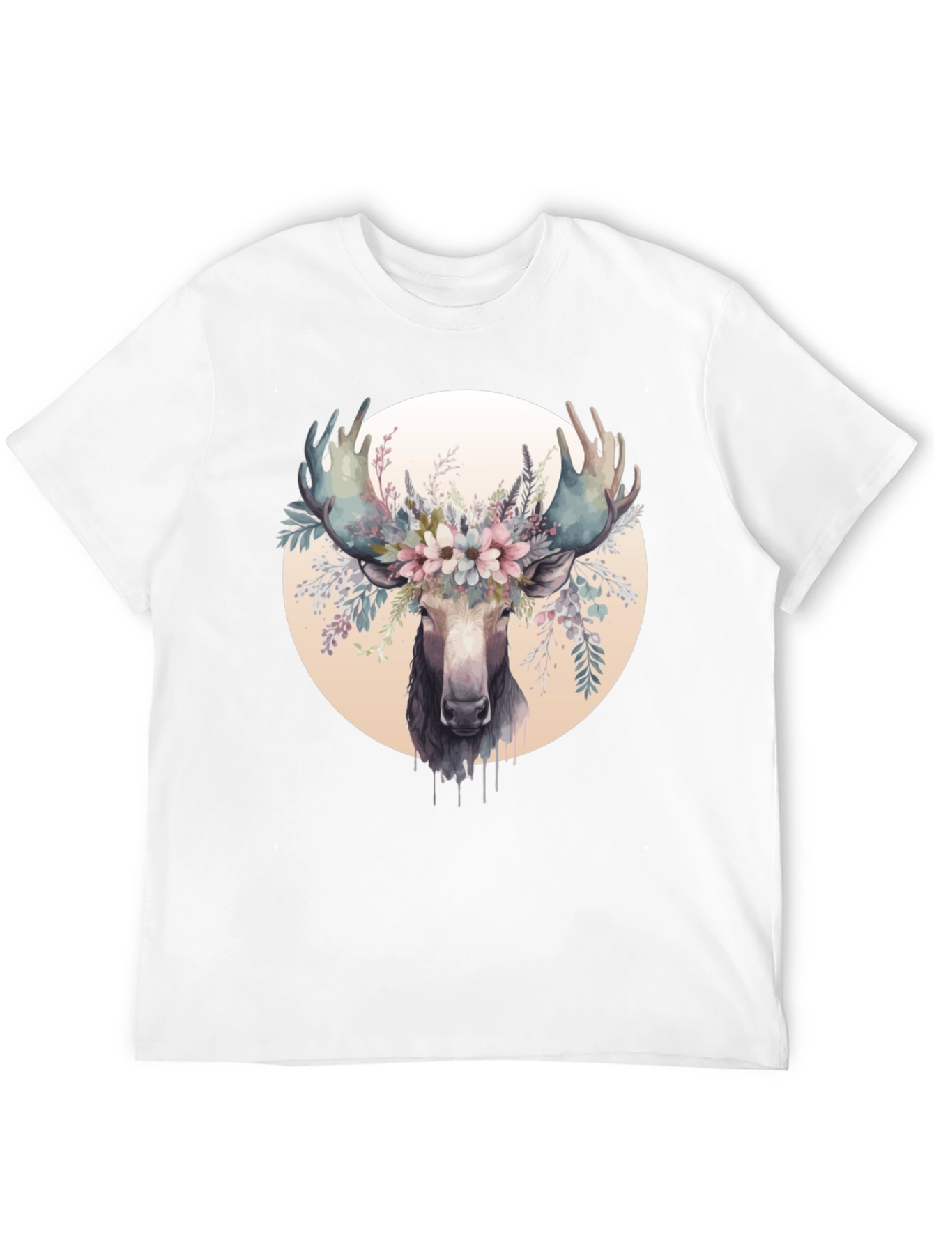 Moose Floral Crown Black Graphic Tee