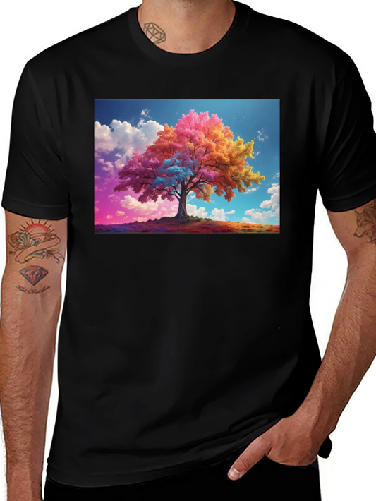 Colorful Tree Graphic Tee - Nature Art T-Shirt