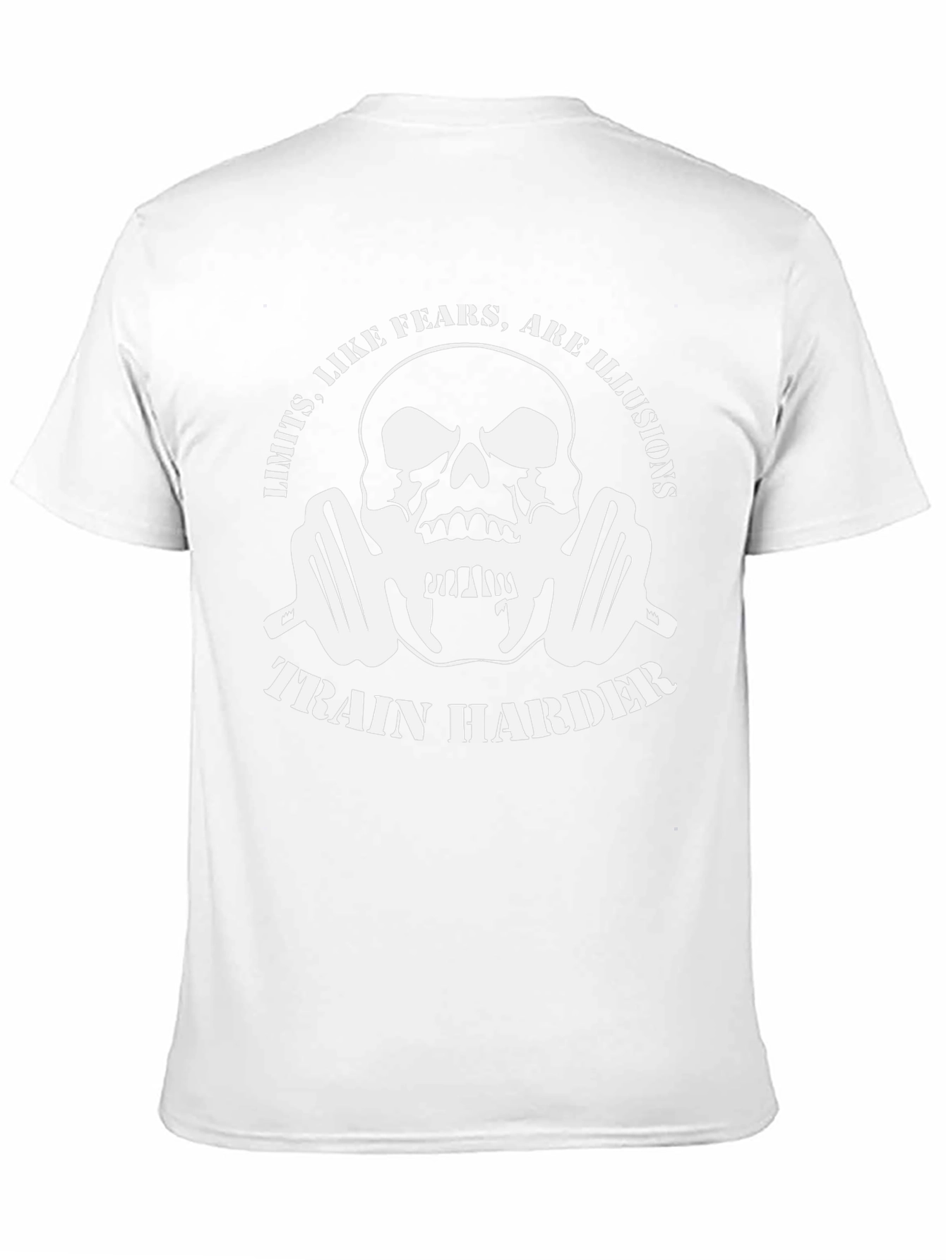 Train Harder Graphic T-Shirt - Skull & Barbell Design