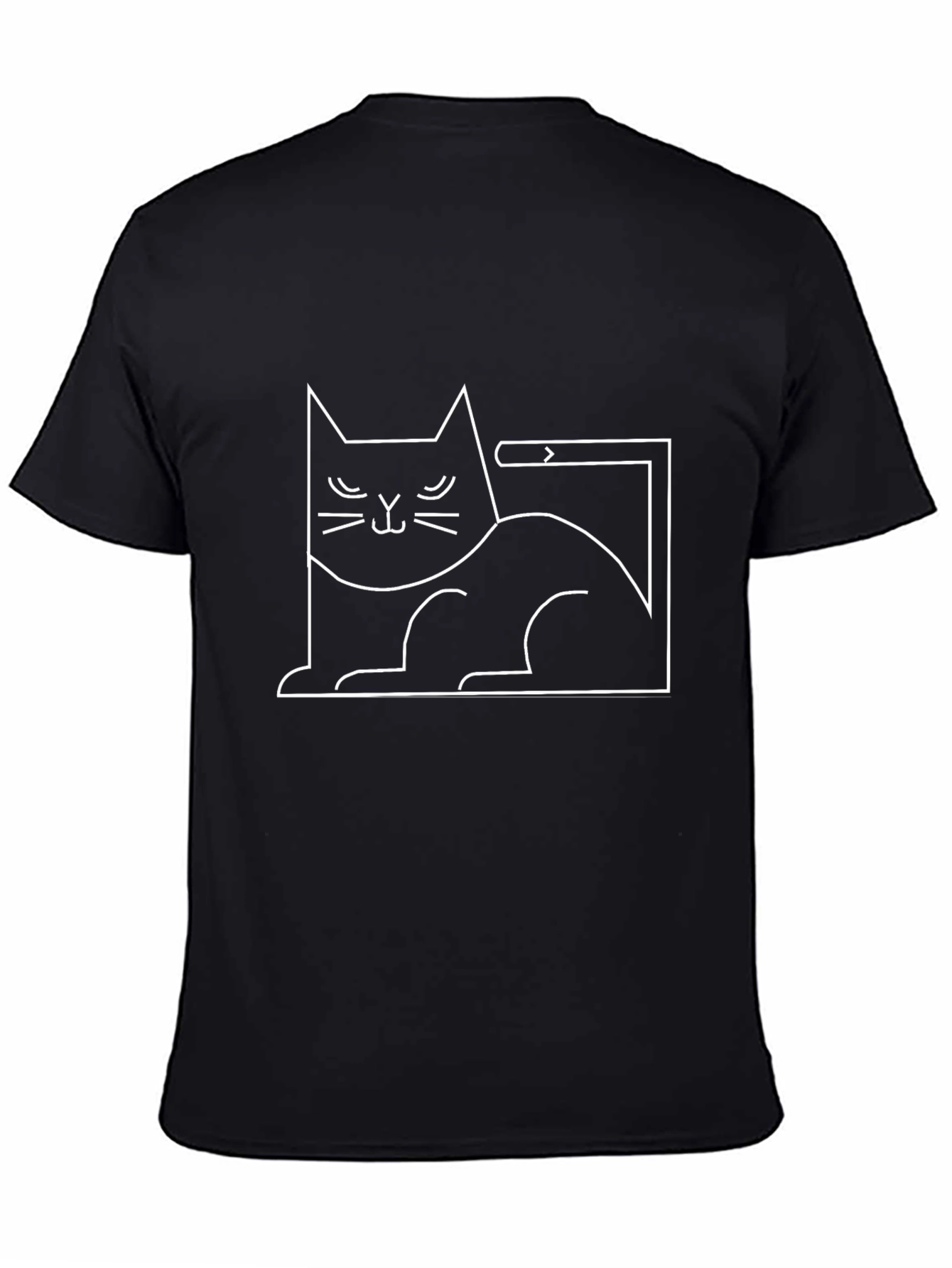 Minimalist Cat Graphic Tee - Black