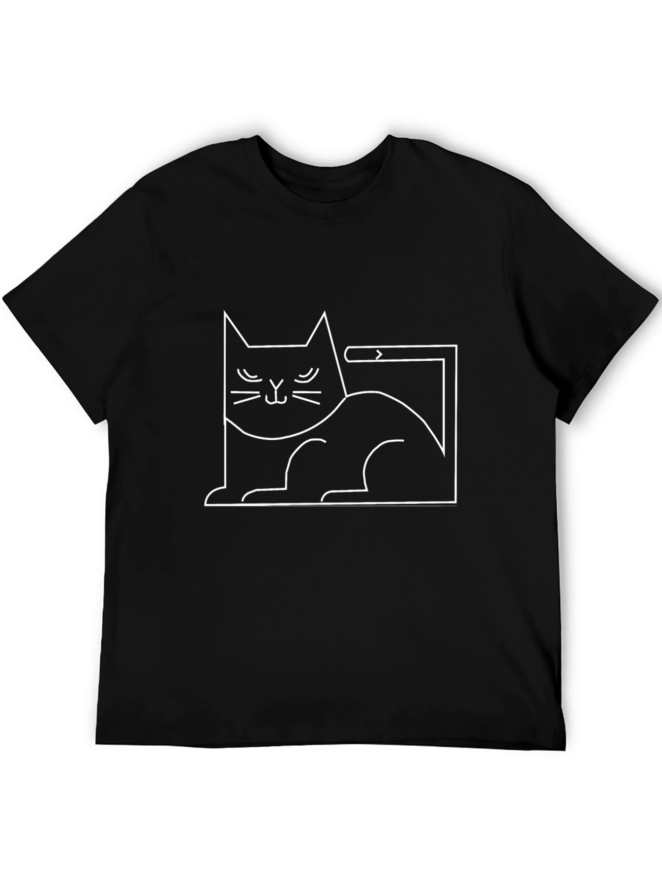 Minimalist Cat Graphic Tee - Black