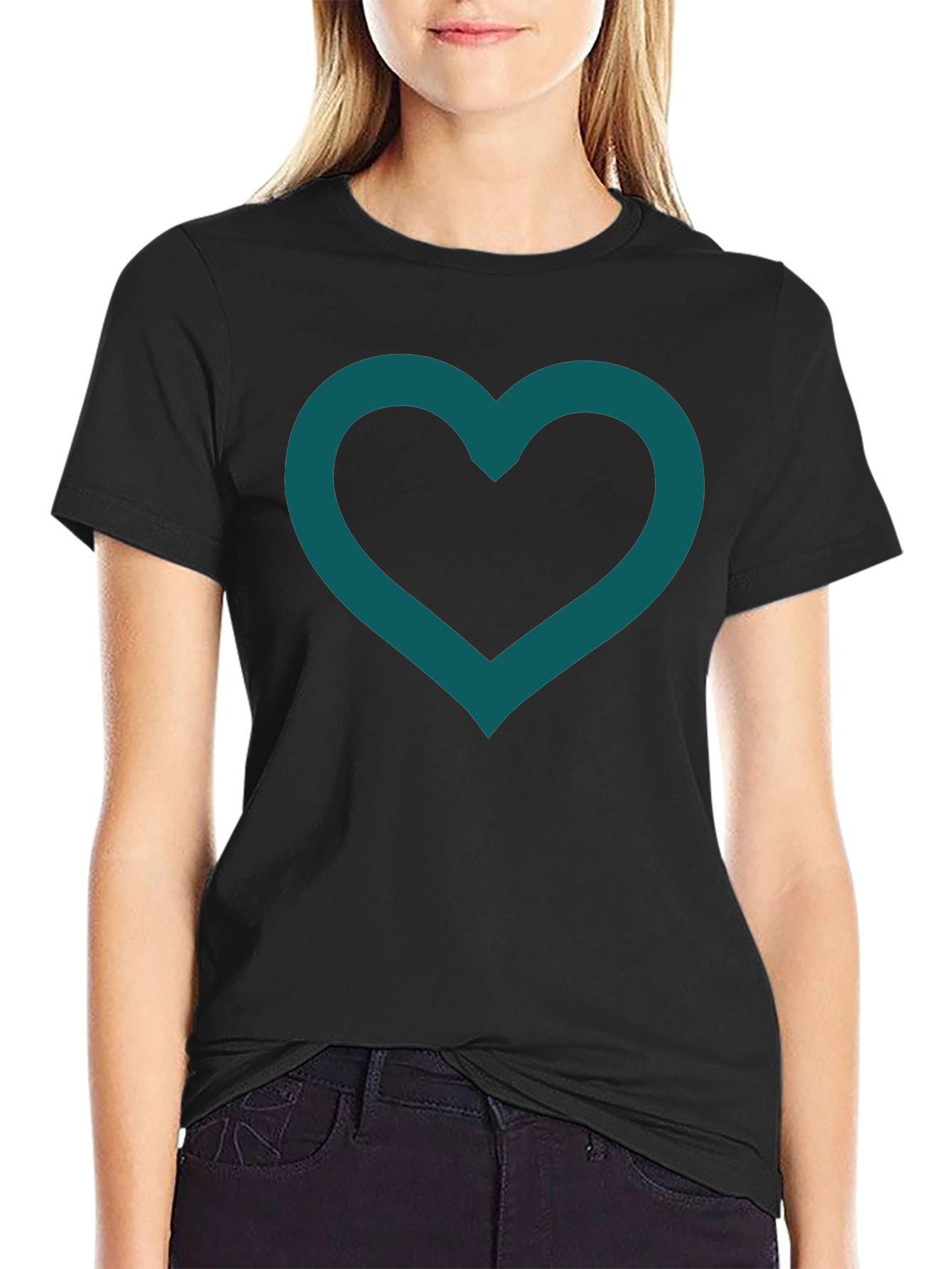 Heart Outline Tee - Modern Minimalist Design