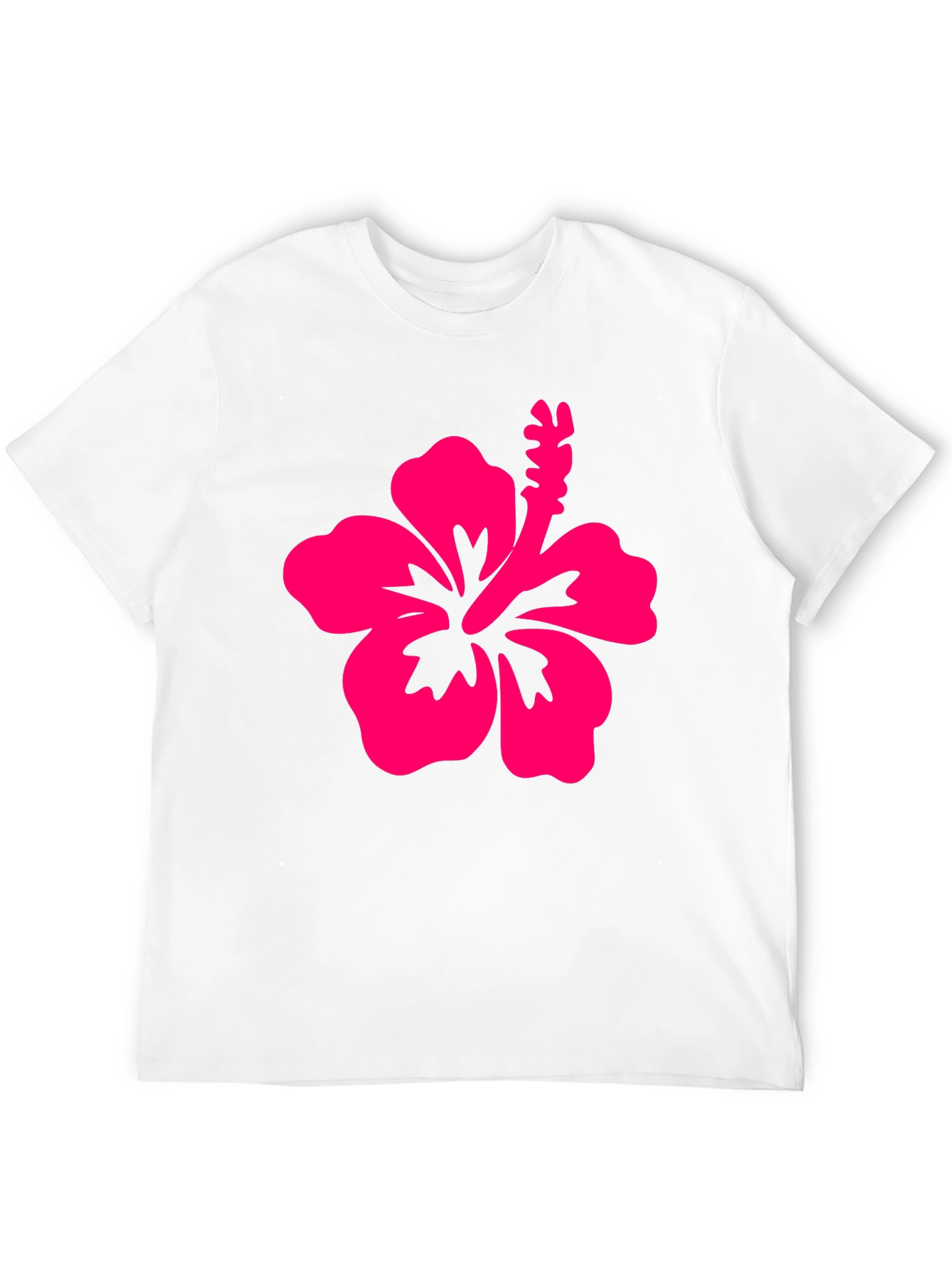 Black T-Shirt with Pink Hibiscus Flower Graphic