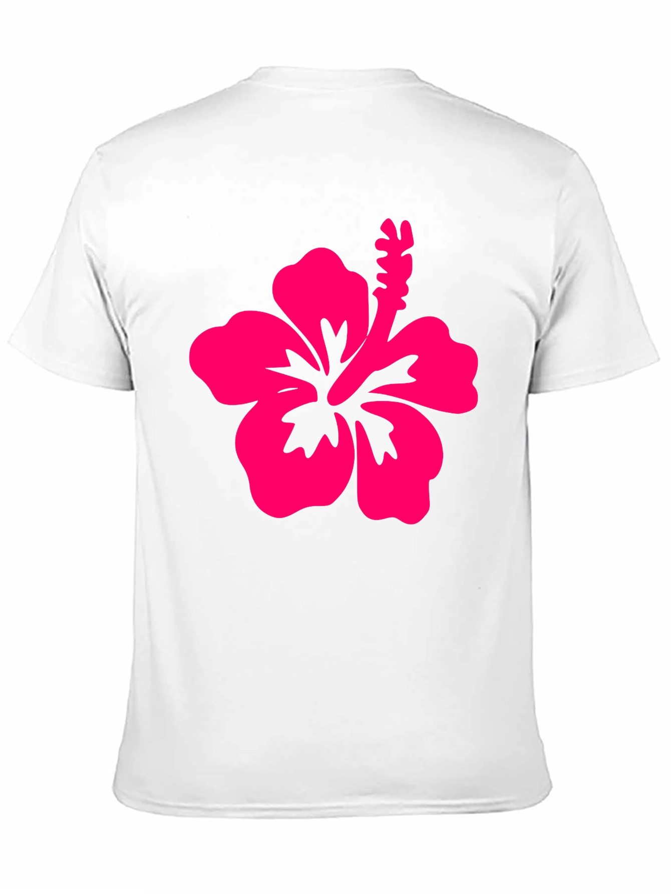 Black T-Shirt with Pink Hibiscus Flower Graphic