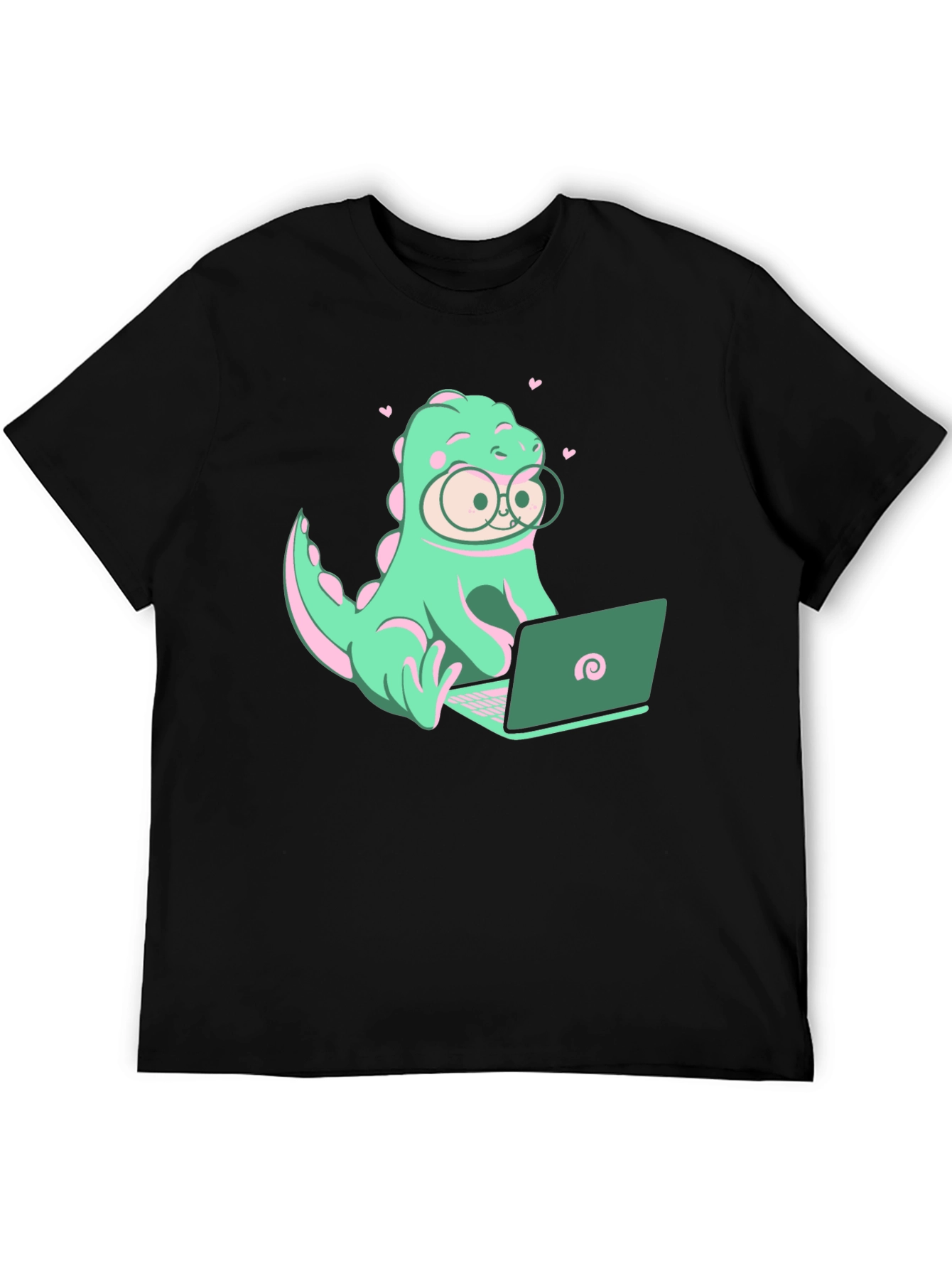 Dino Coder Graphic Tee - Black Cotton T-Shirt