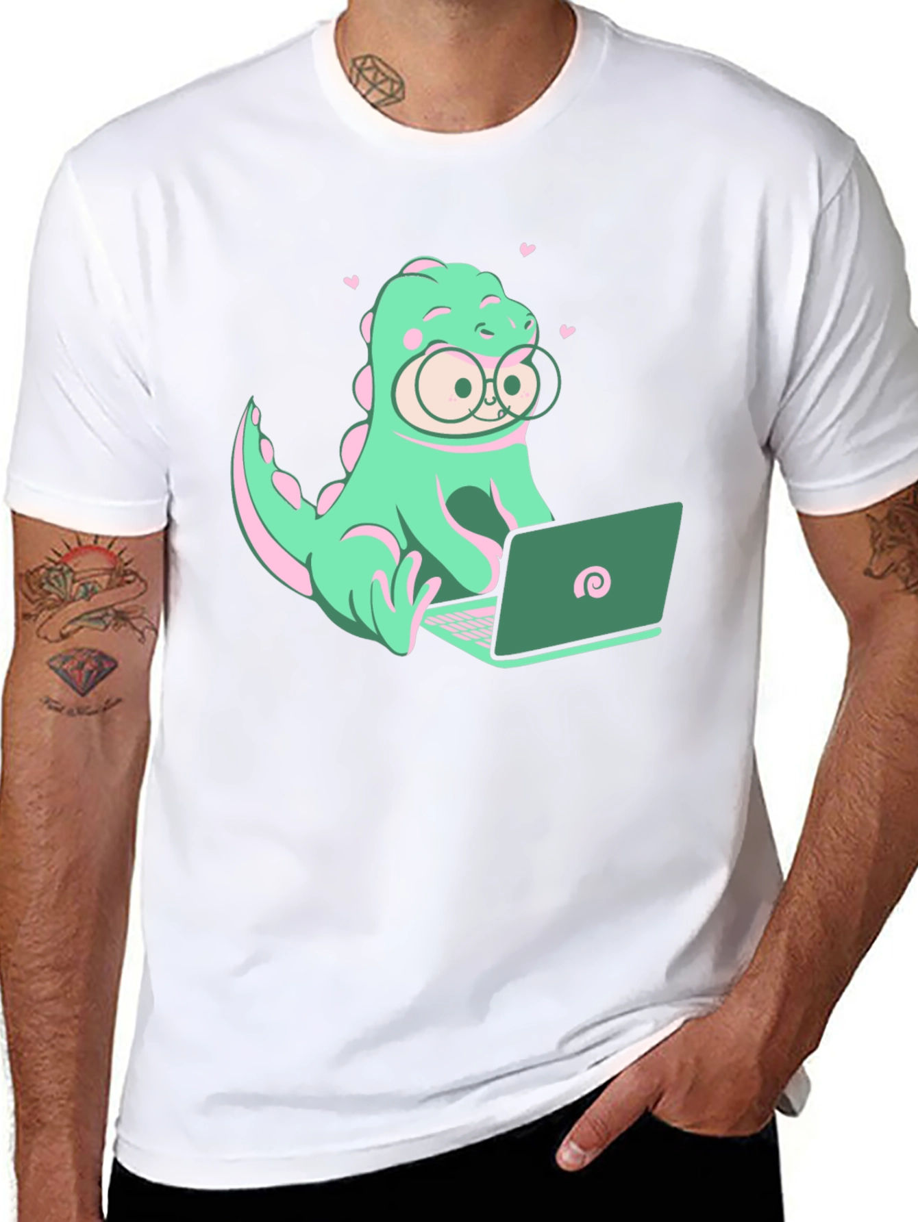 Dino Coder Graphic Tee - Black Cotton T-Shirt