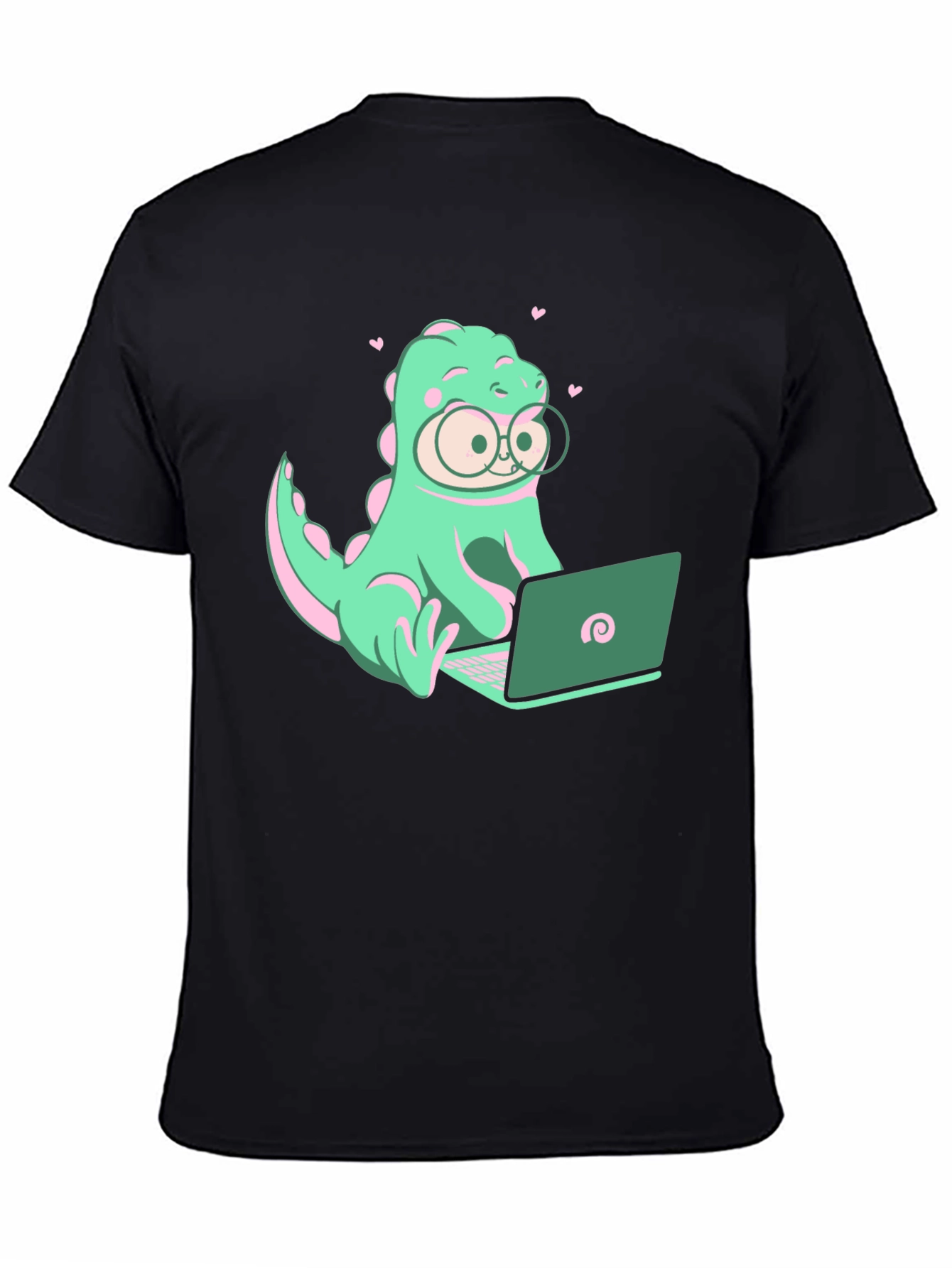 Dino Coder Graphic Tee - Black Cotton T-Shirt