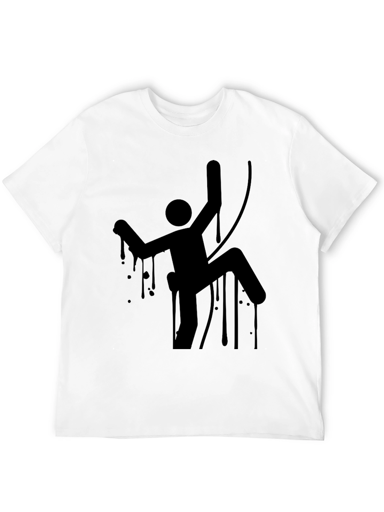 Climbing Man Graphic Tee - Black Cotton T-Shirt