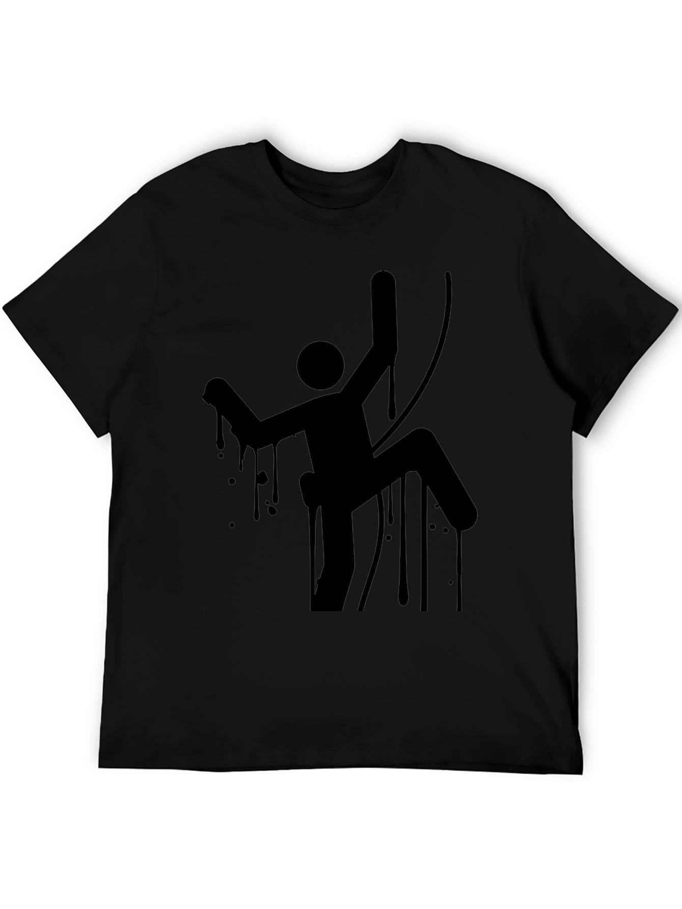 Climbing Man Graphic Tee - Black Cotton T-Shirt