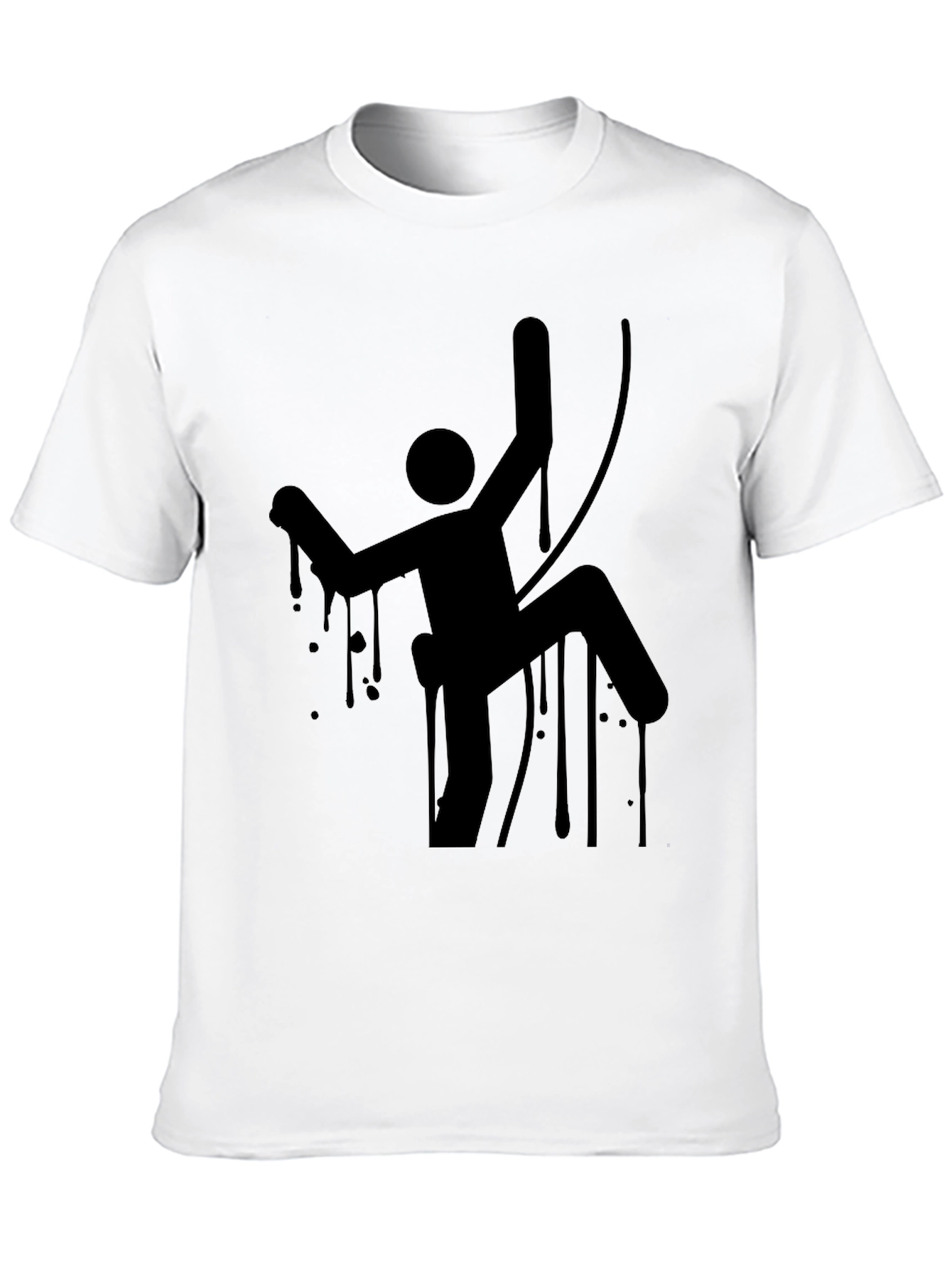 Climbing Man Graphic Tee - Black Cotton T-Shirt