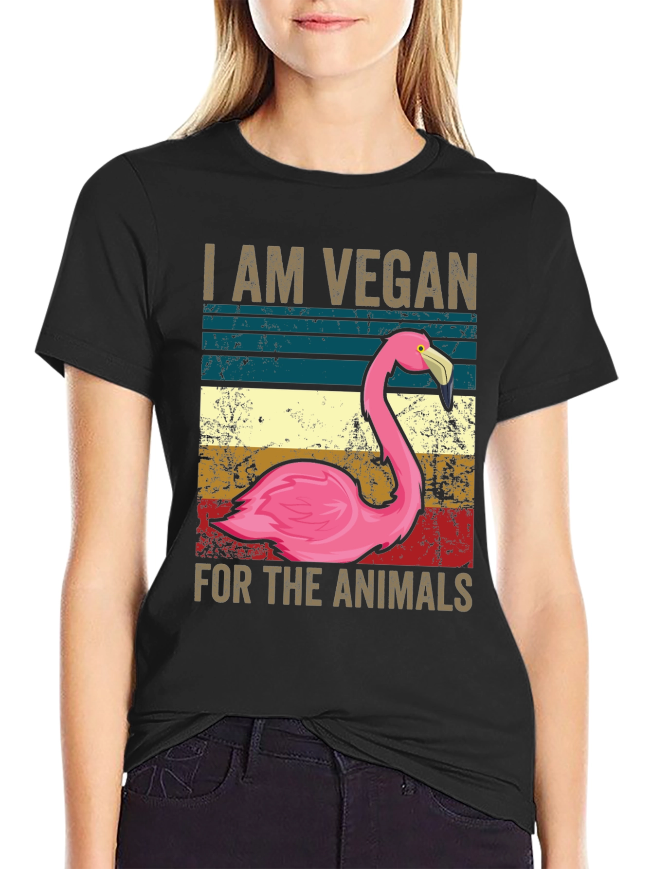 Vegan Flamingo Graphic Tee - Animal Lover Shirt