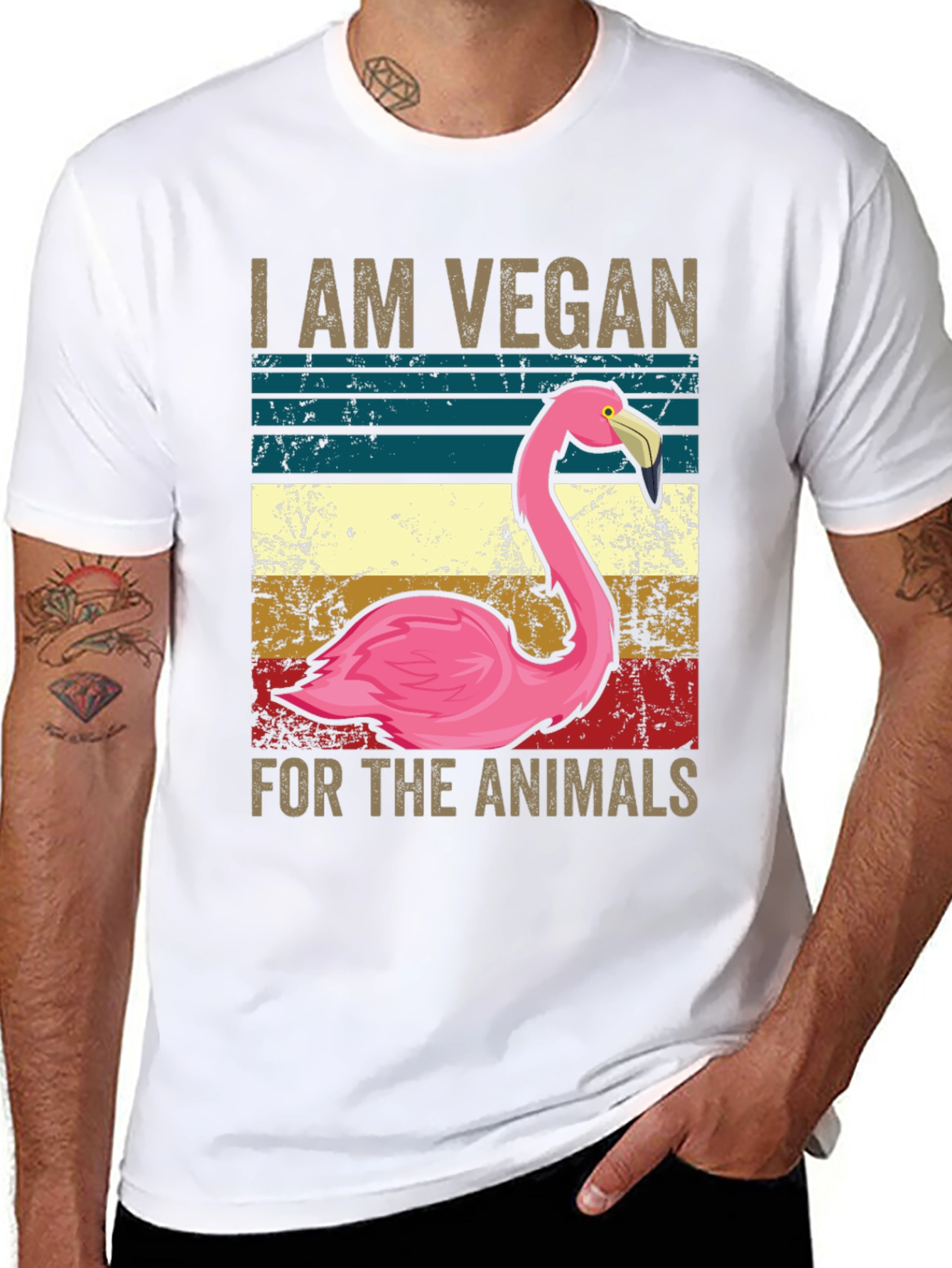 Vegan Flamingo Graphic Tee - Animal Lover Shirt