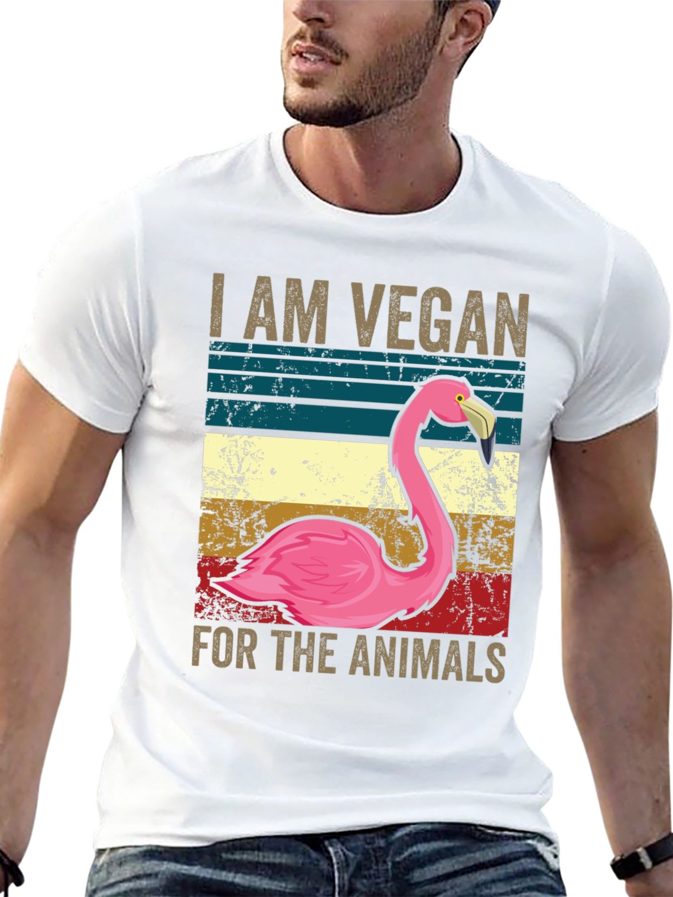 Vegan Flamingo Graphic Tee - Animal Lover Shirt