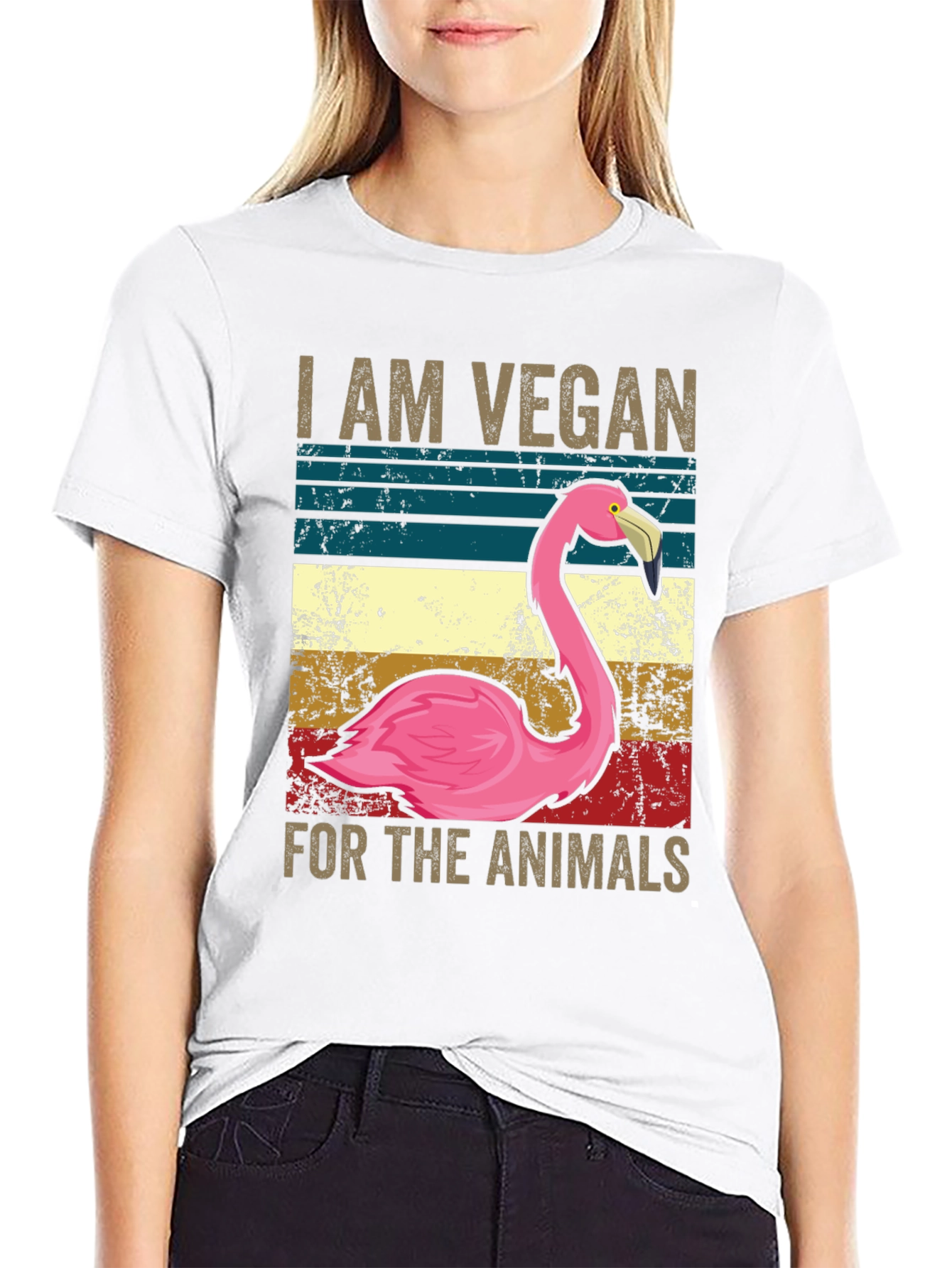 Vegan Flamingo Graphic Tee - Animal Lover Shirt