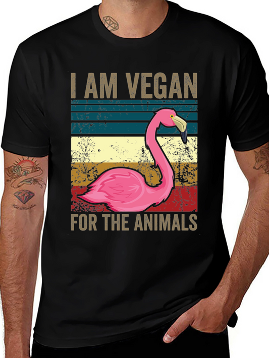 Vegan Flamingo Graphic Tee - Animal Lover Shirt