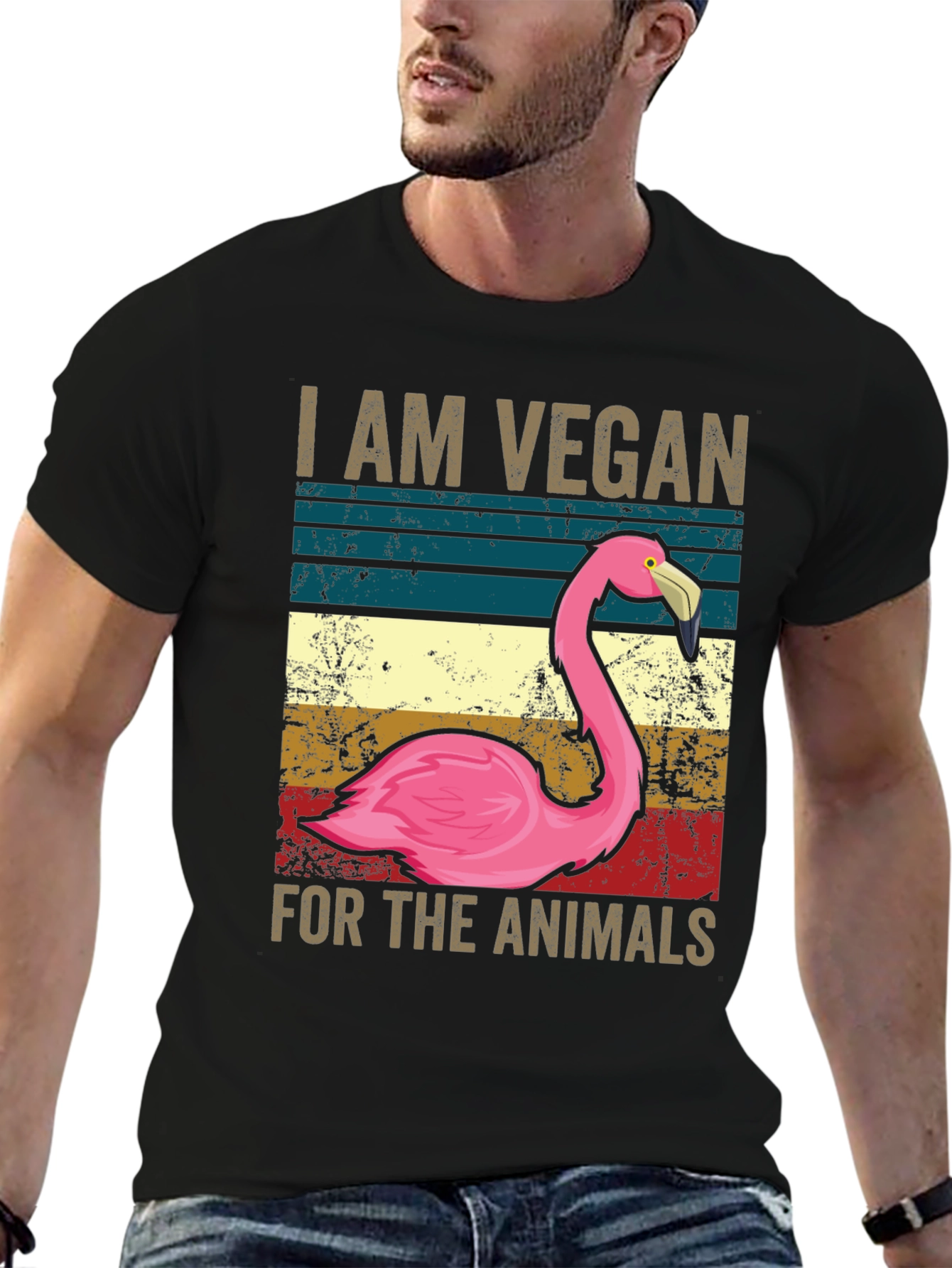 Vegan Flamingo Graphic Tee - Animal Lover Shirt