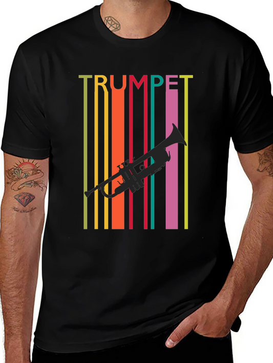 Retro Trumpet Graphic Tee - Colorful Music Lover T-Shirt