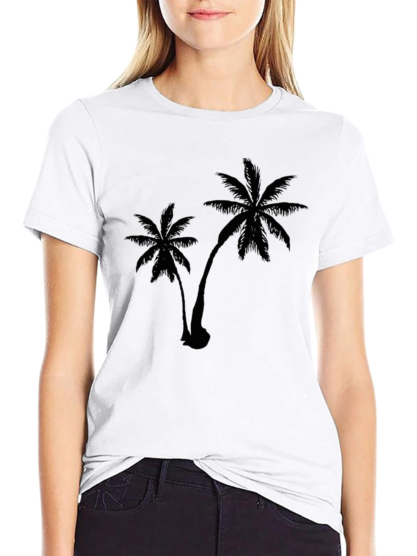 Mens Black Palm Tree Graphic T-Shirt