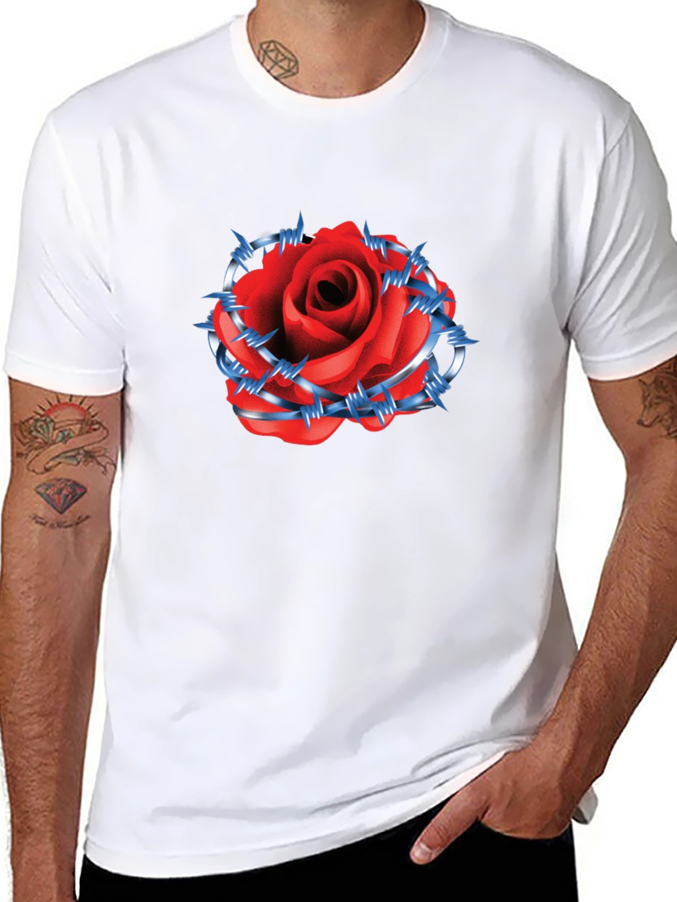 Rose & Barbed Wire Graphic Tee