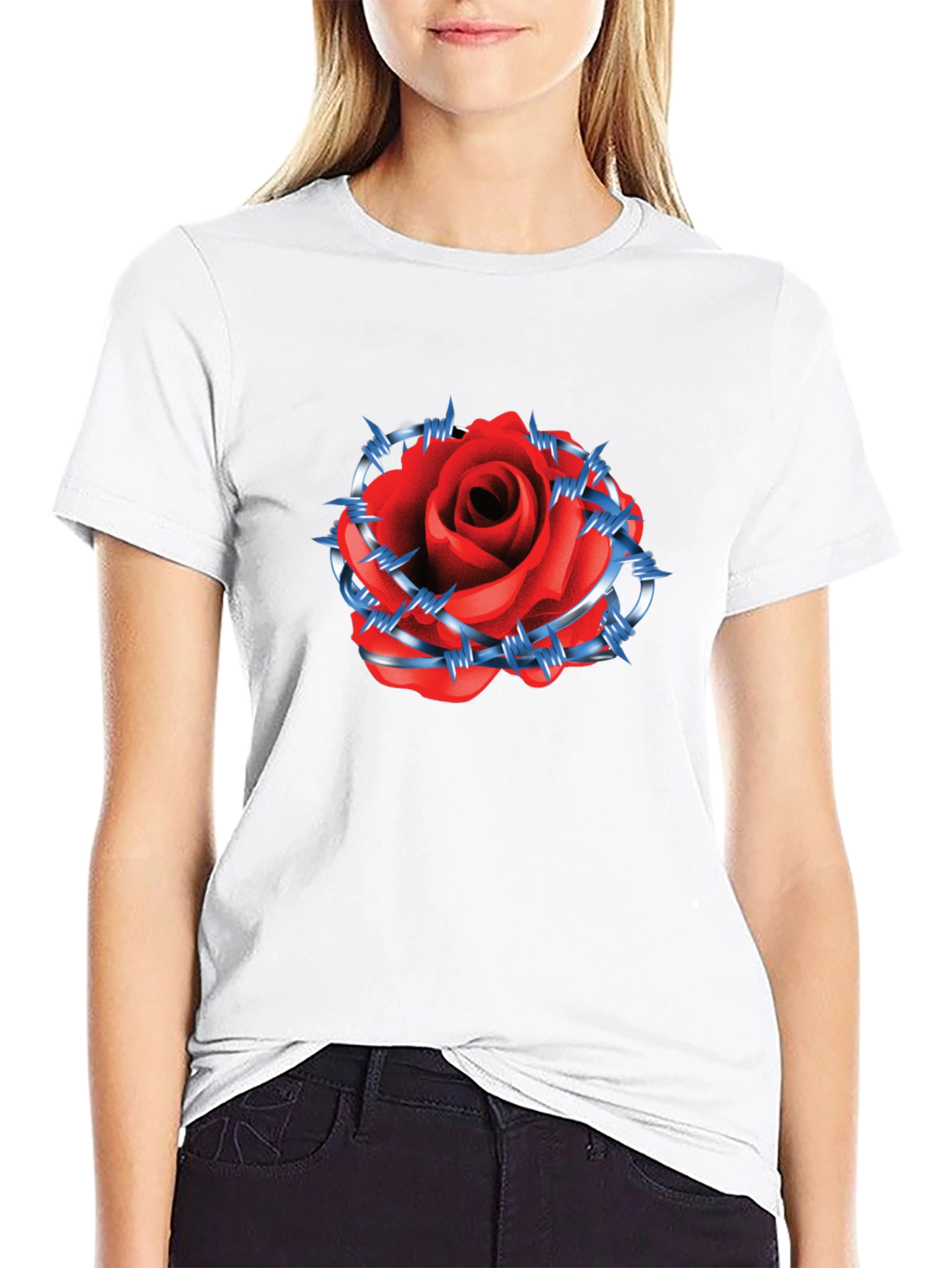 Rose & Barbed Wire Graphic Tee