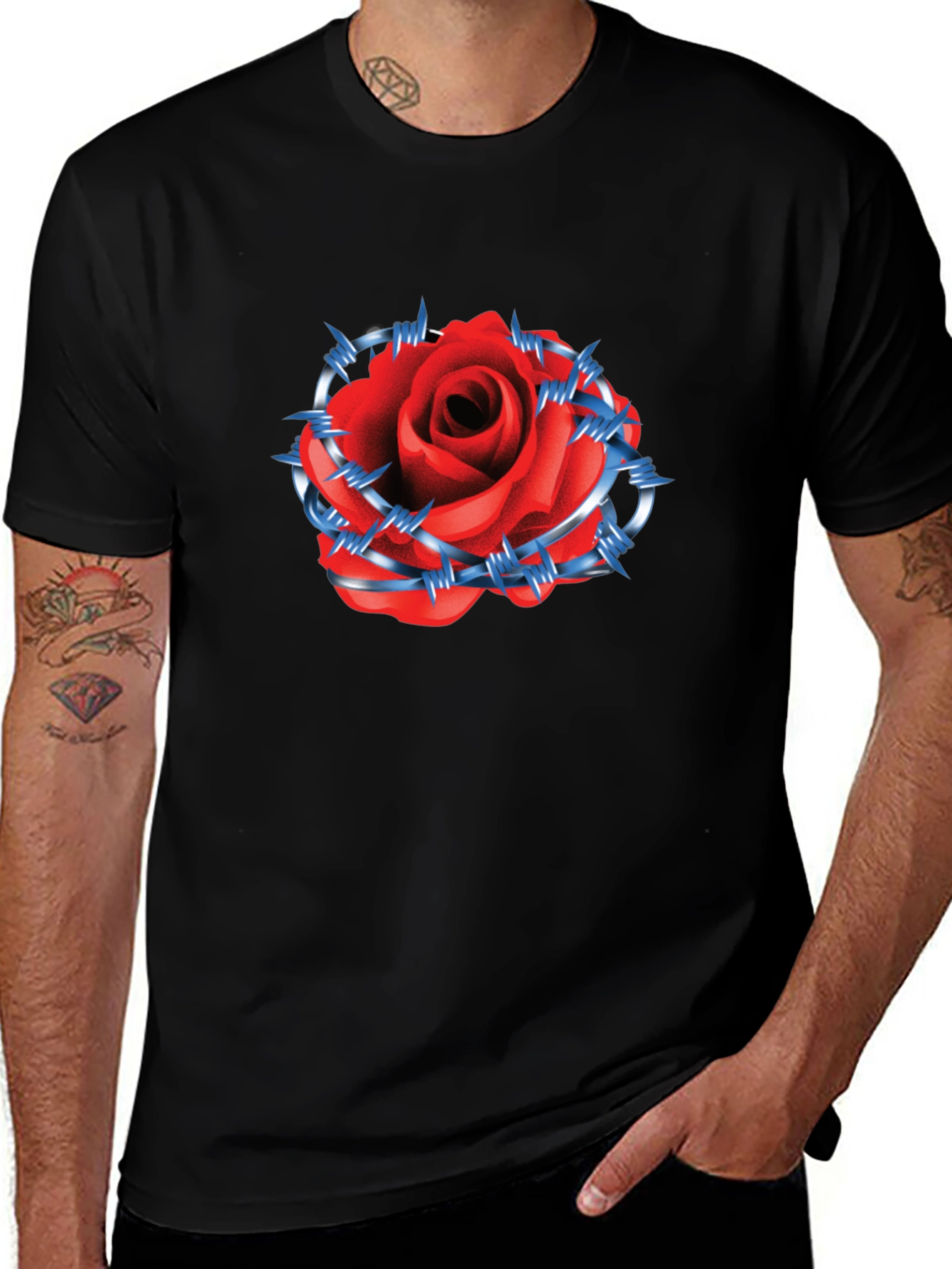 Rose & Barbed Wire Graphic Tee