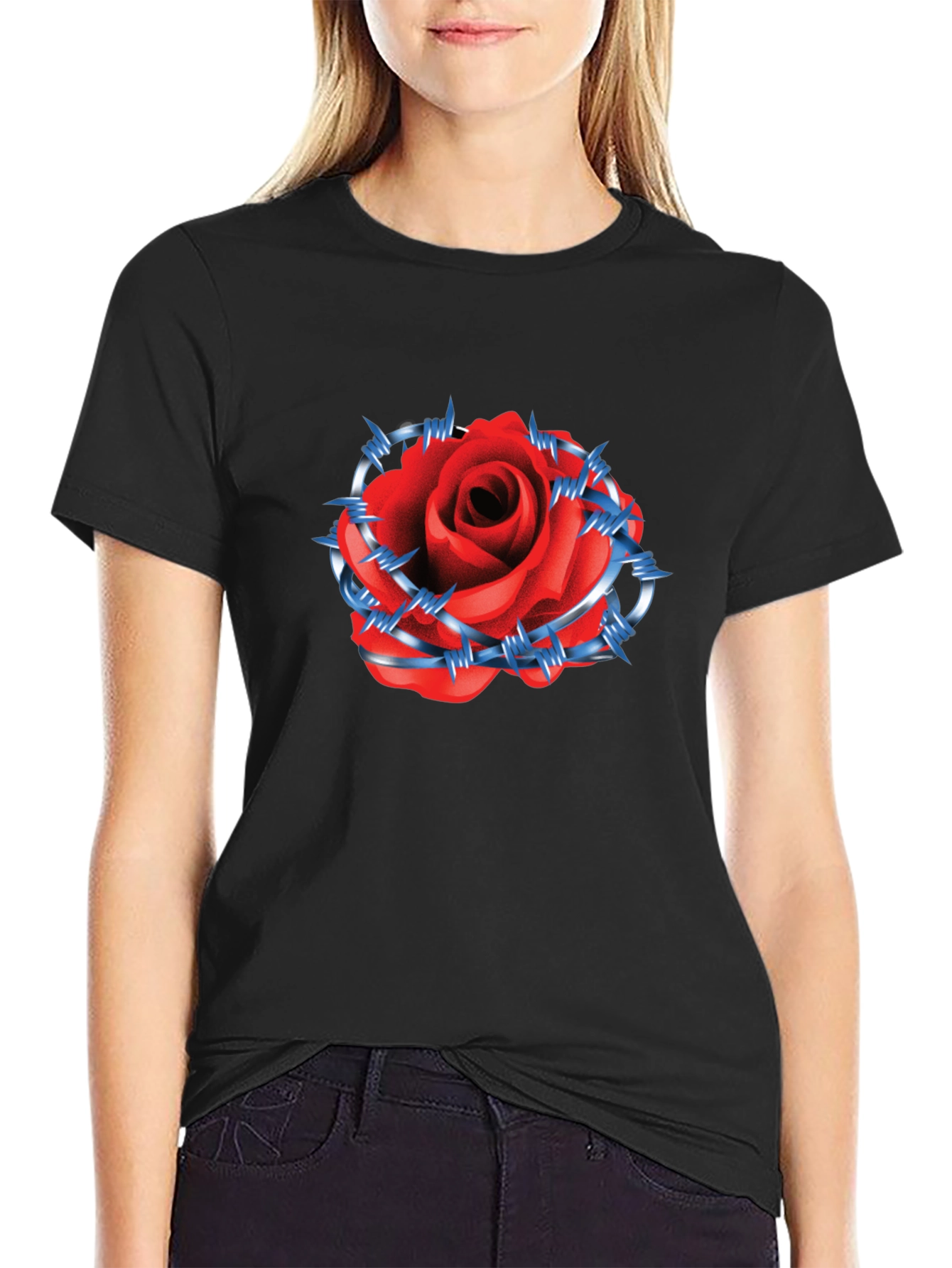 Rose & Barbed Wire Graphic Tee
