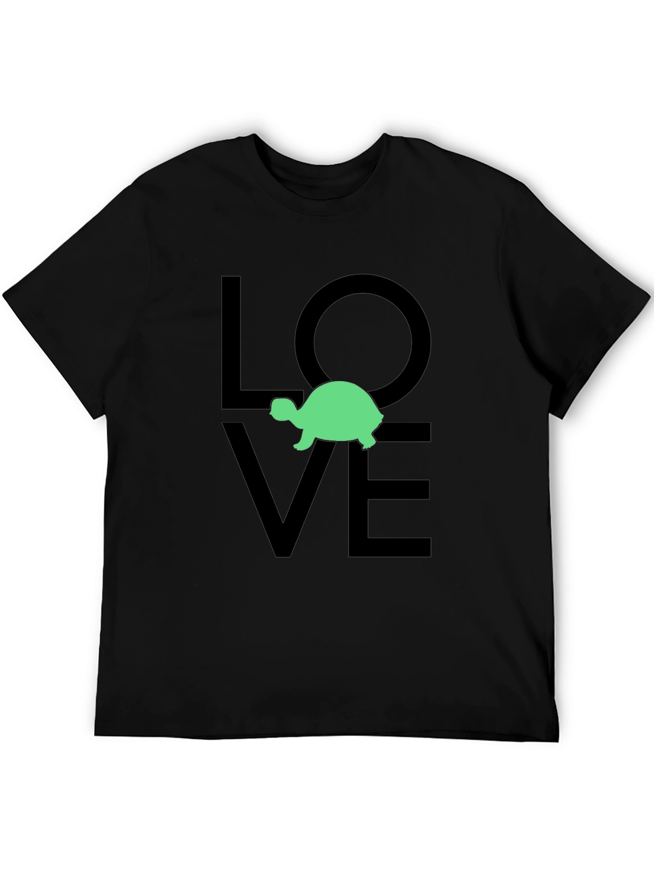 Turtle Love Graphic Tee - Black Cotton T-Shirt