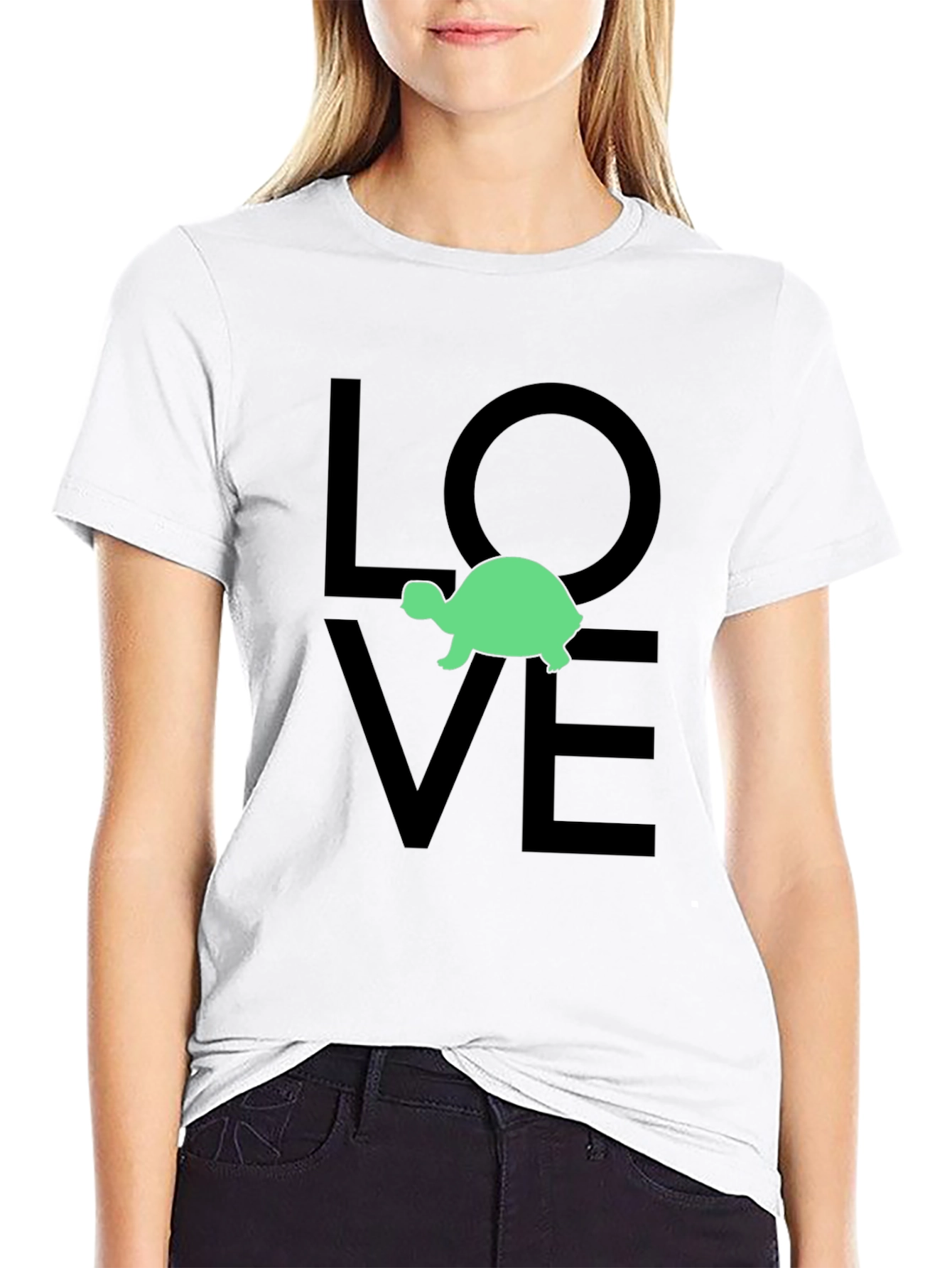 Turtle Love Graphic Tee - Black Cotton T-Shirt