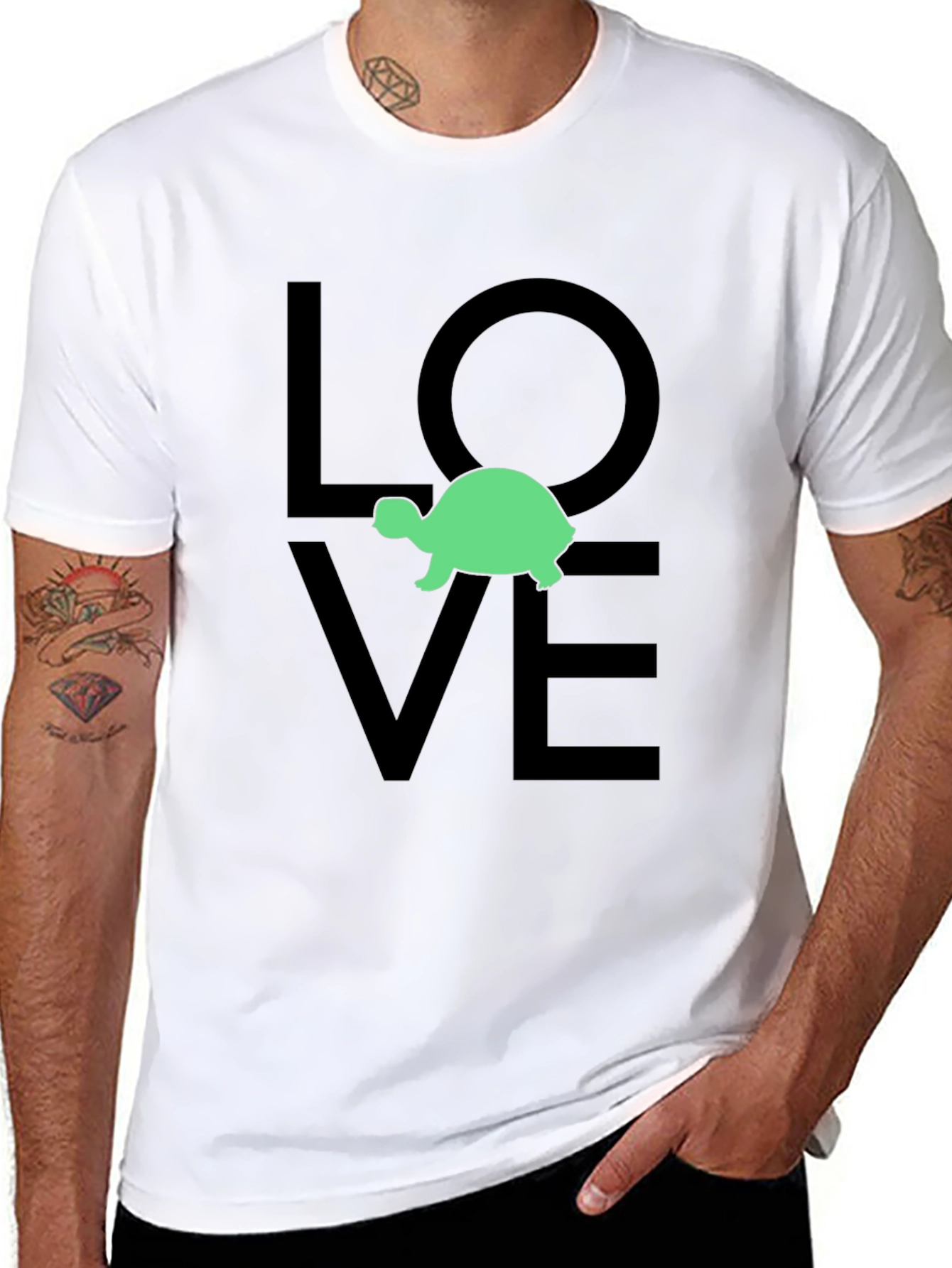 Turtle Love Graphic Tee - Black Cotton T-Shirt