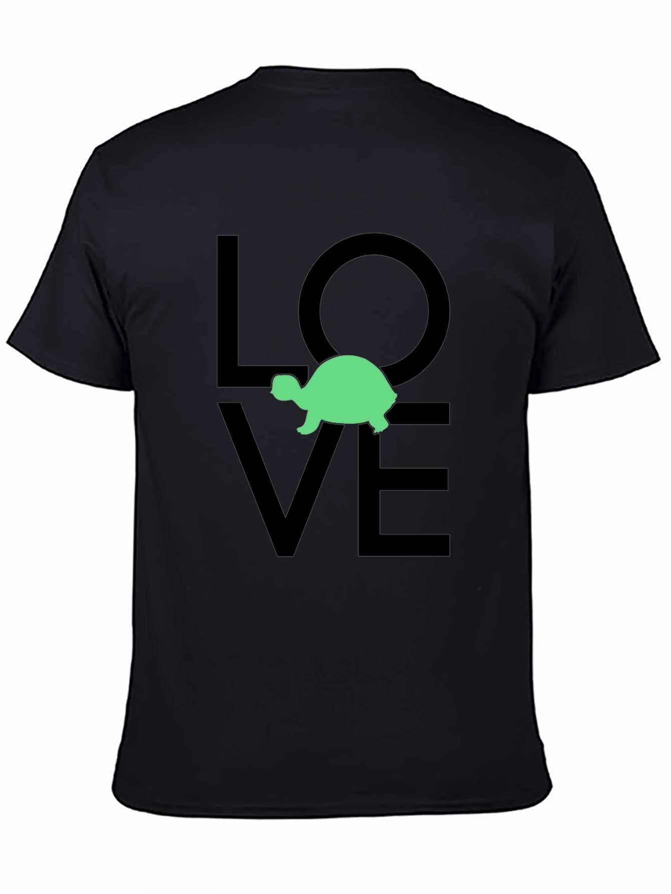 Turtle Love Graphic Tee - Black Cotton T-Shirt