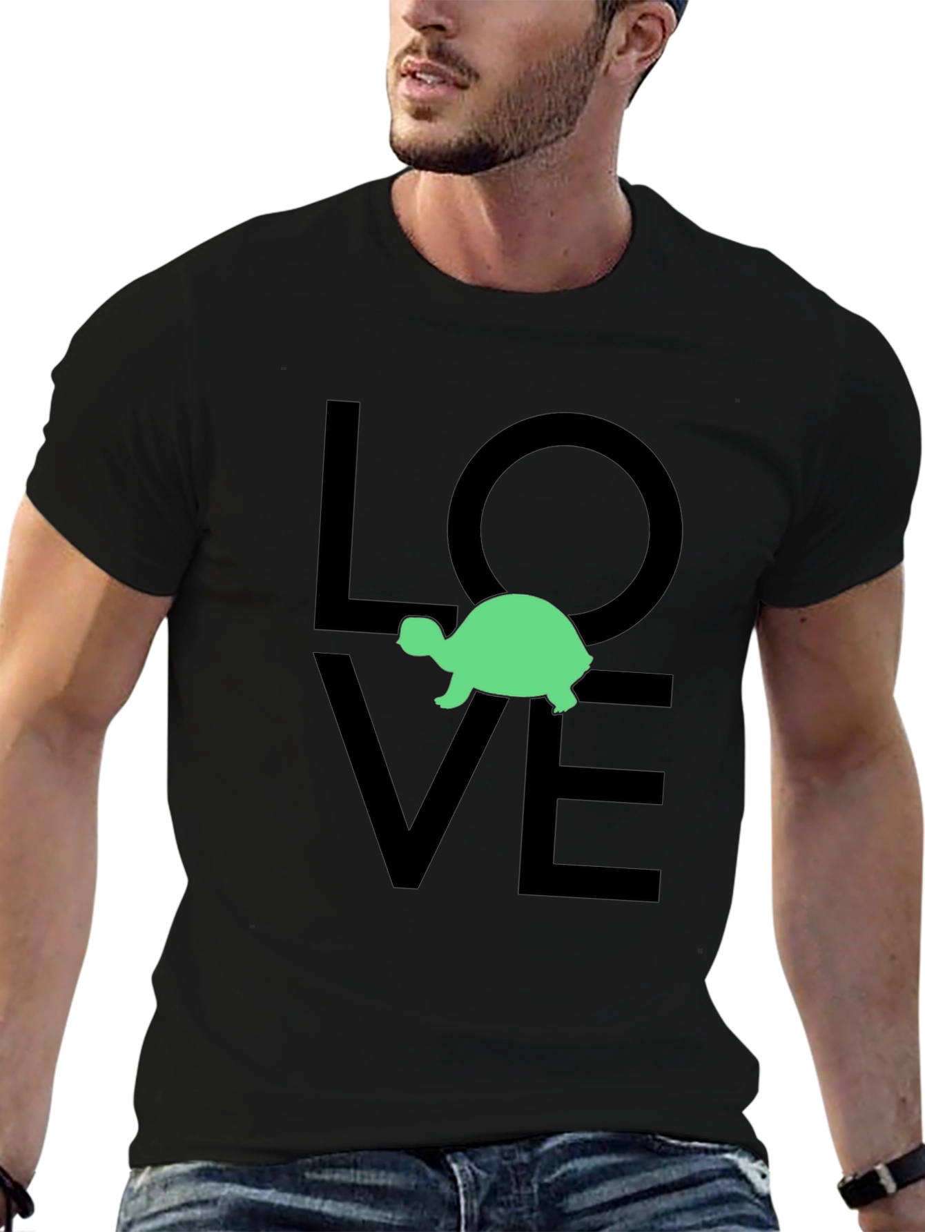 Turtle Love Graphic Tee - Black Cotton T-Shirt