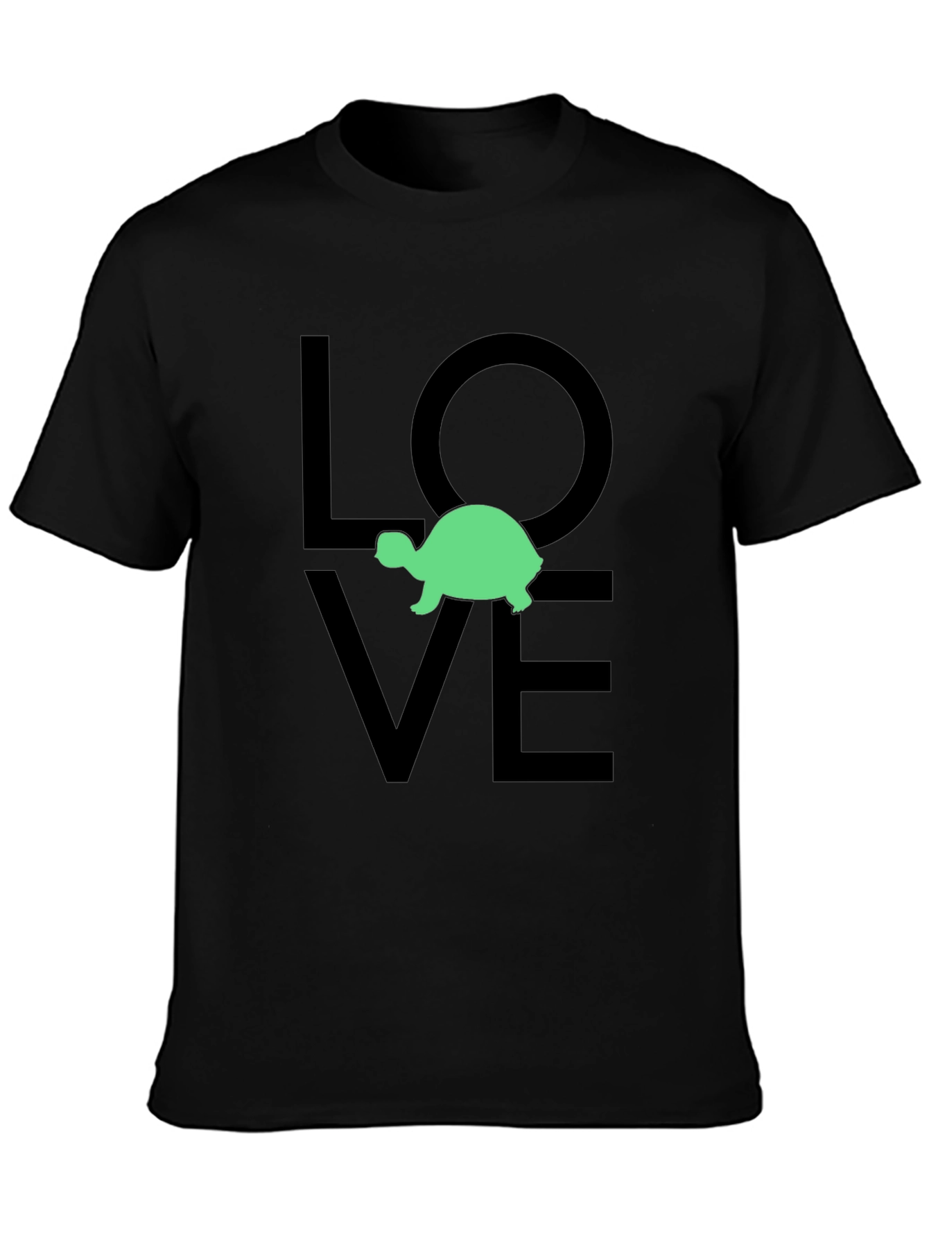 Turtle Love Graphic Tee - Black Cotton T-Shirt