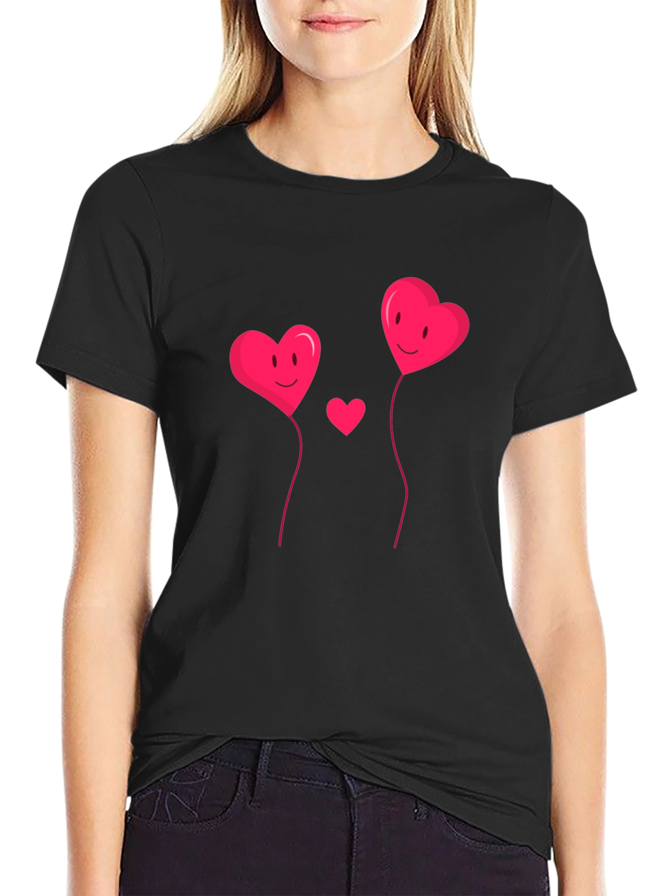 Heart Balloons Black Graphic Tee