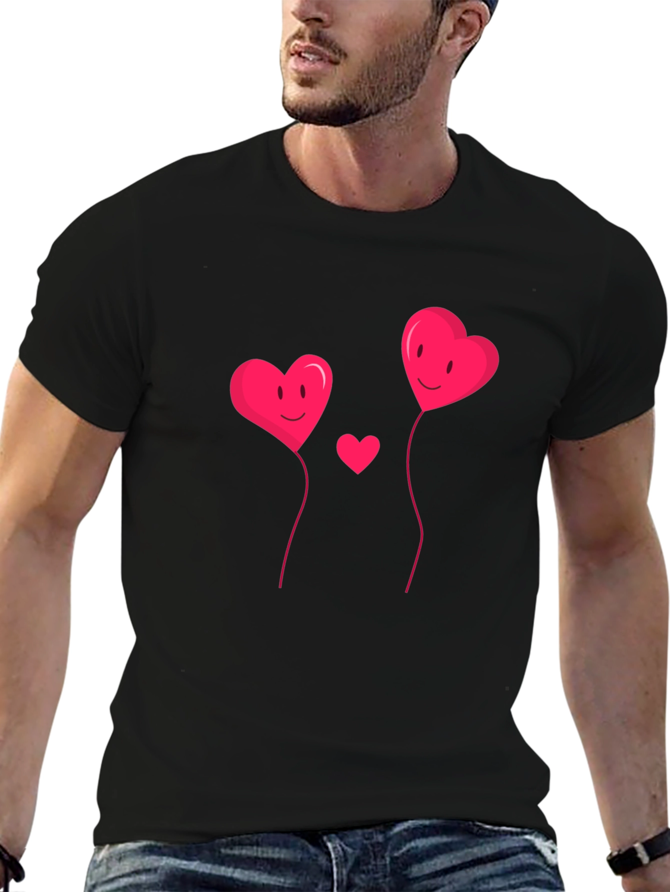 Heart Balloons Black Graphic Tee