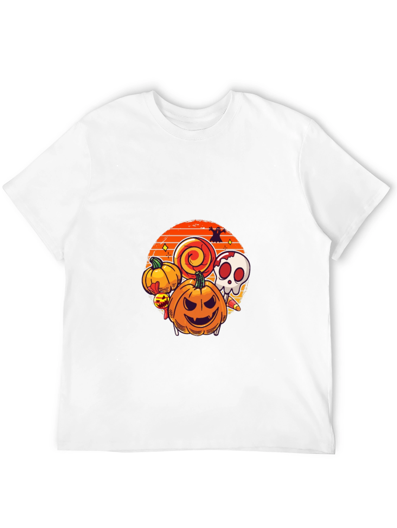 Halloween Graphic Tee - Pumpkin Skull Lollipop