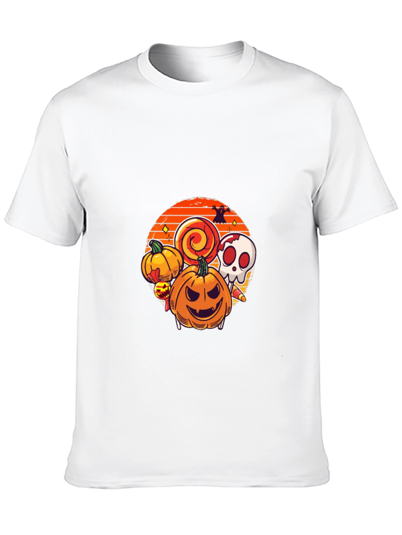 Halloween Graphic Tee - Pumpkin Skull Lollipop