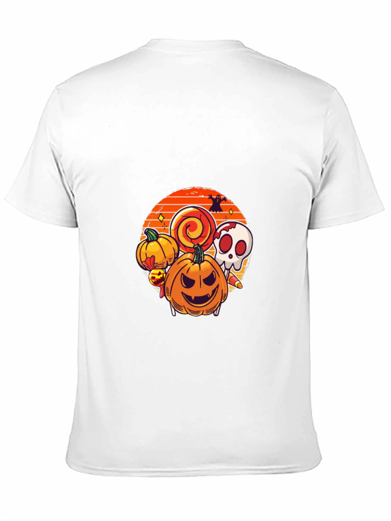 Halloween Graphic Tee - Pumpkin Skull Lollipop