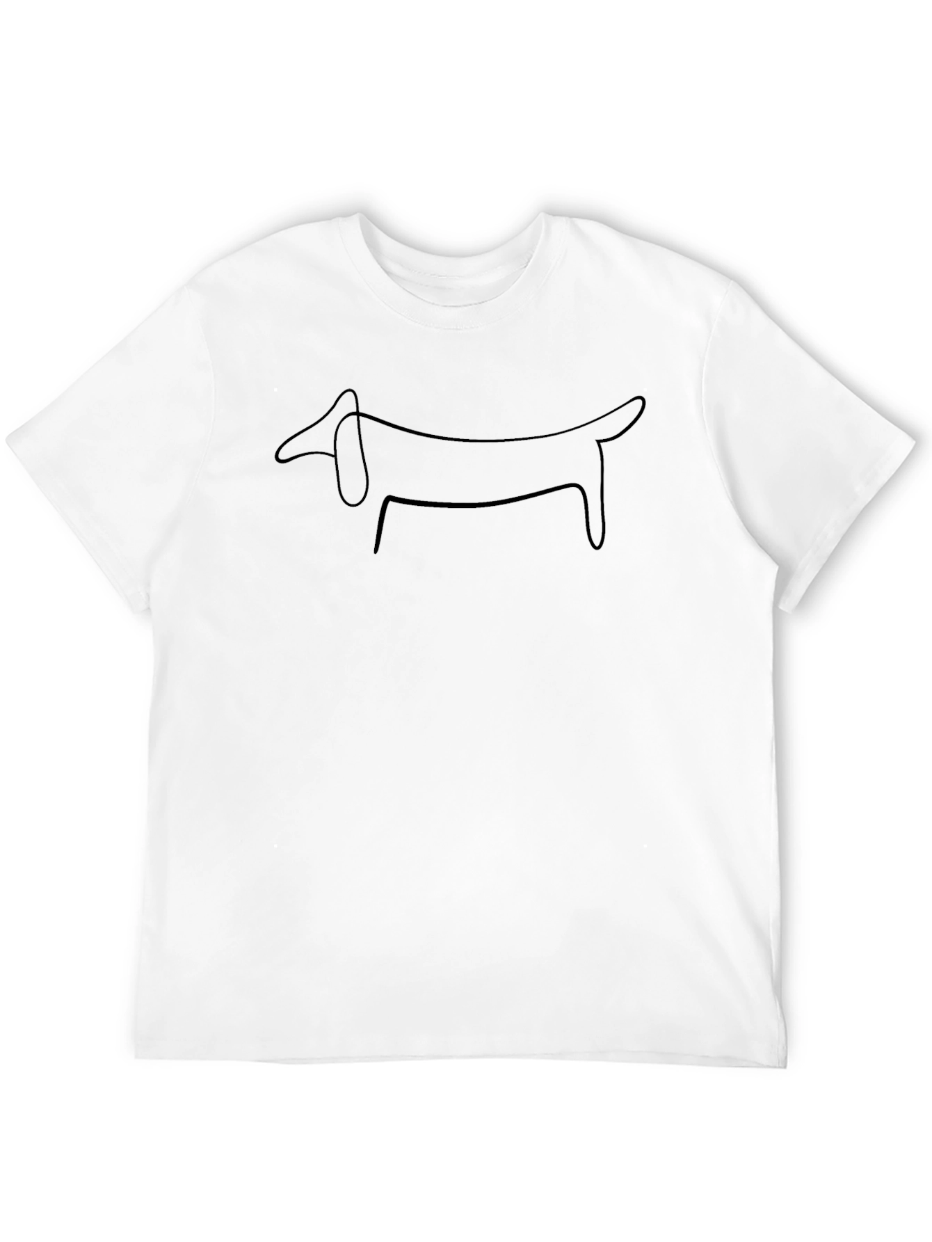 Minimalist Dachshund Line Art Black T-Shirt