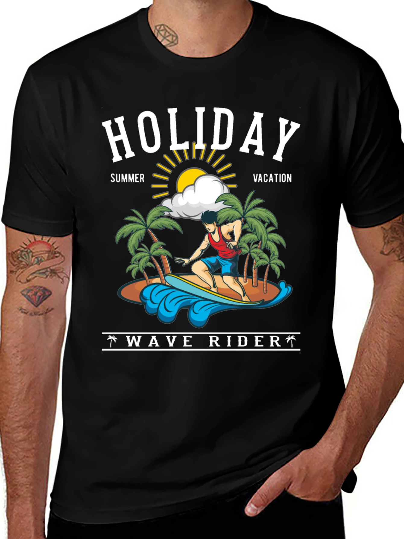 Holiday Wave Rider Graphic Tee - Summer Vacation T-Shirt