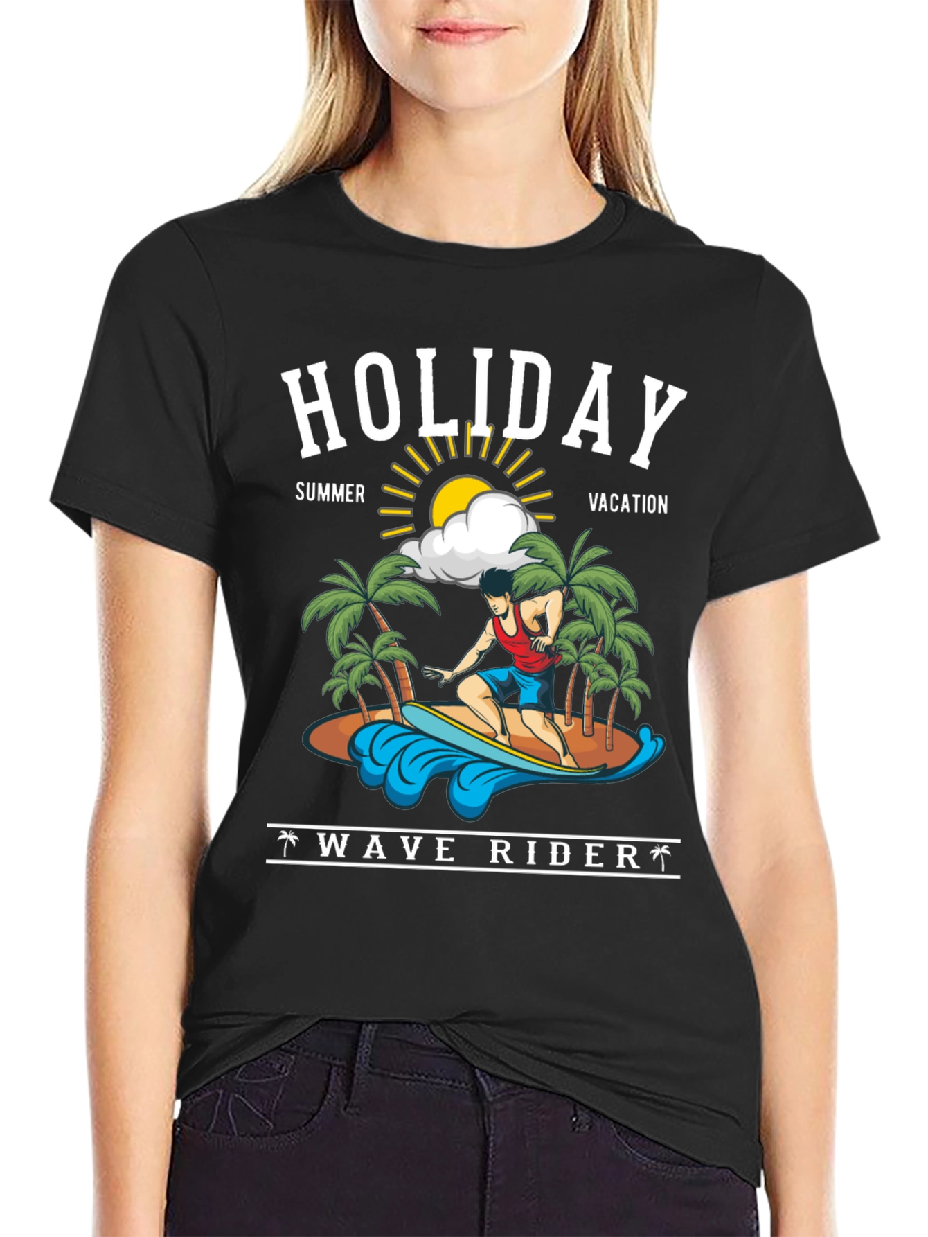 Holiday Wave Rider Graphic Tee - Summer Vacation T-Shirt