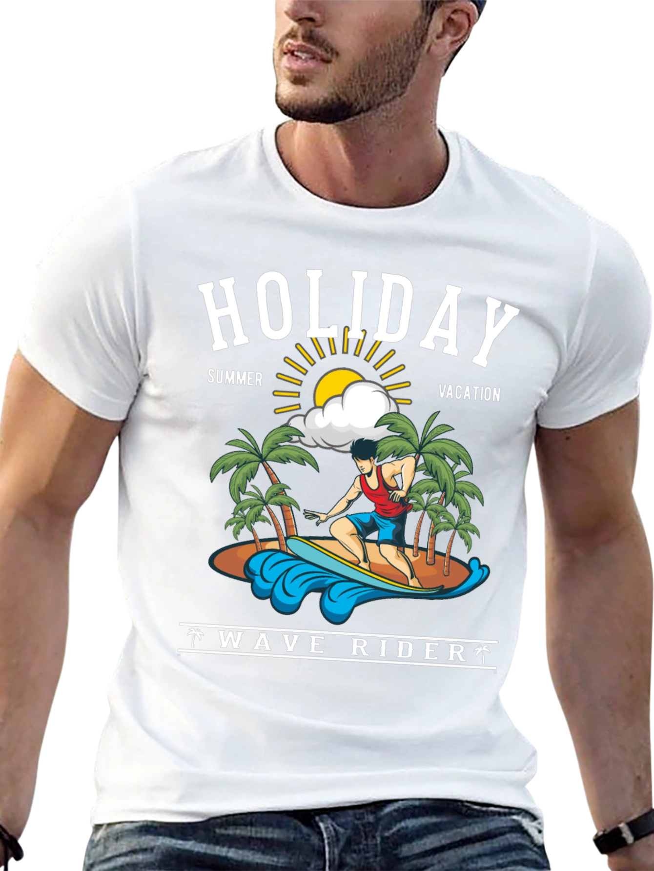 Holiday Wave Rider Graphic Tee - Summer Vacation T-Shirt
