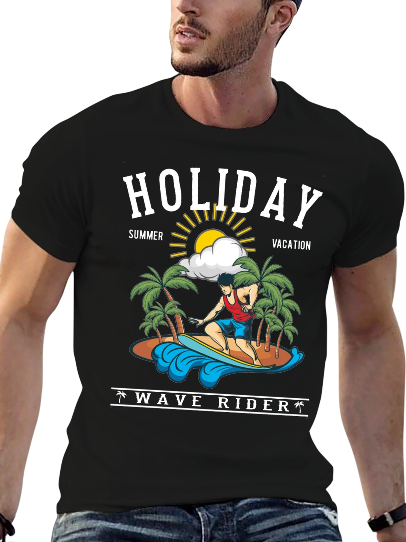 Holiday Wave Rider Graphic Tee - Summer Vacation T-Shirt