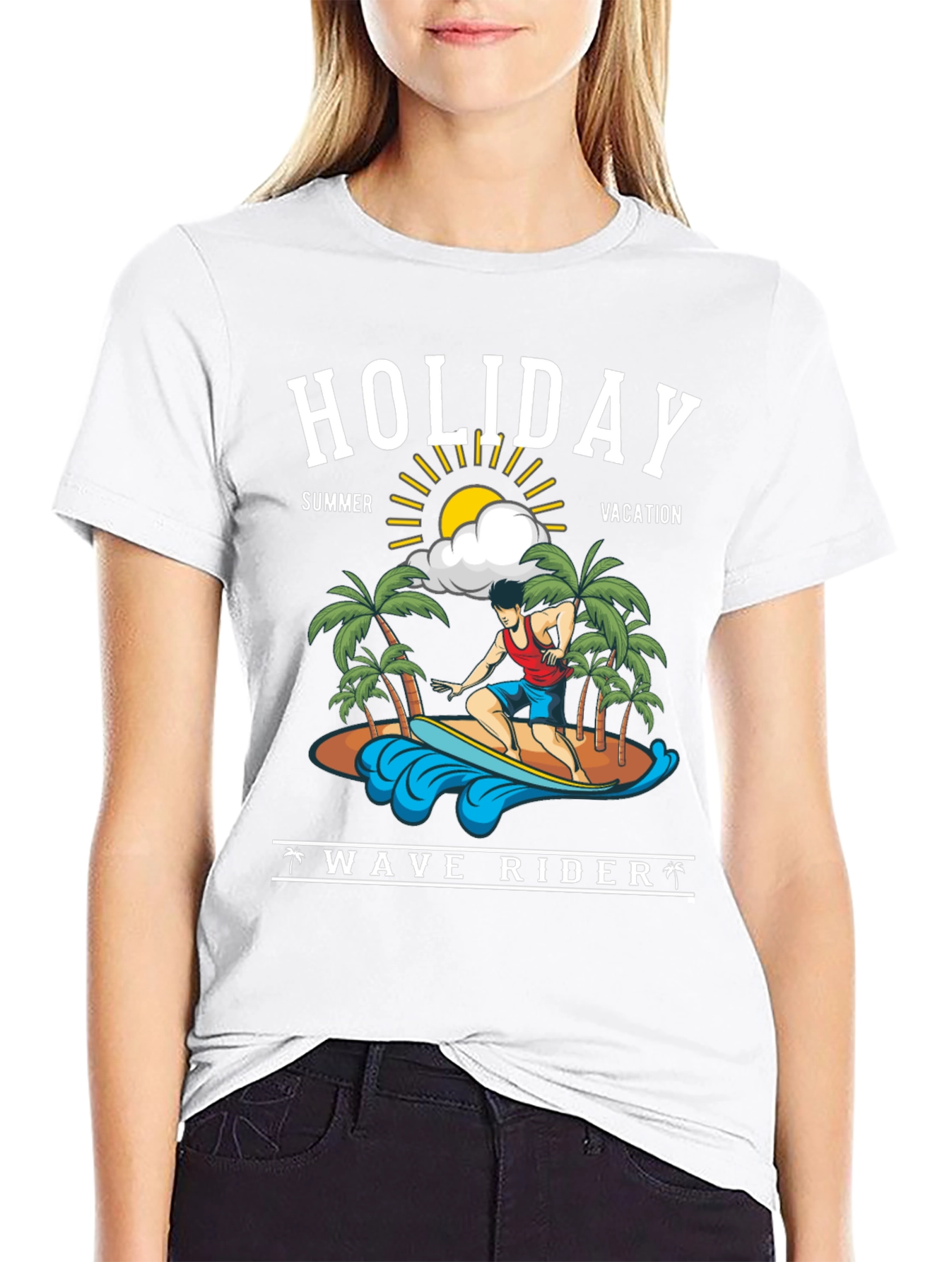 Holiday Wave Rider Graphic Tee - Summer Vacation T-Shirt