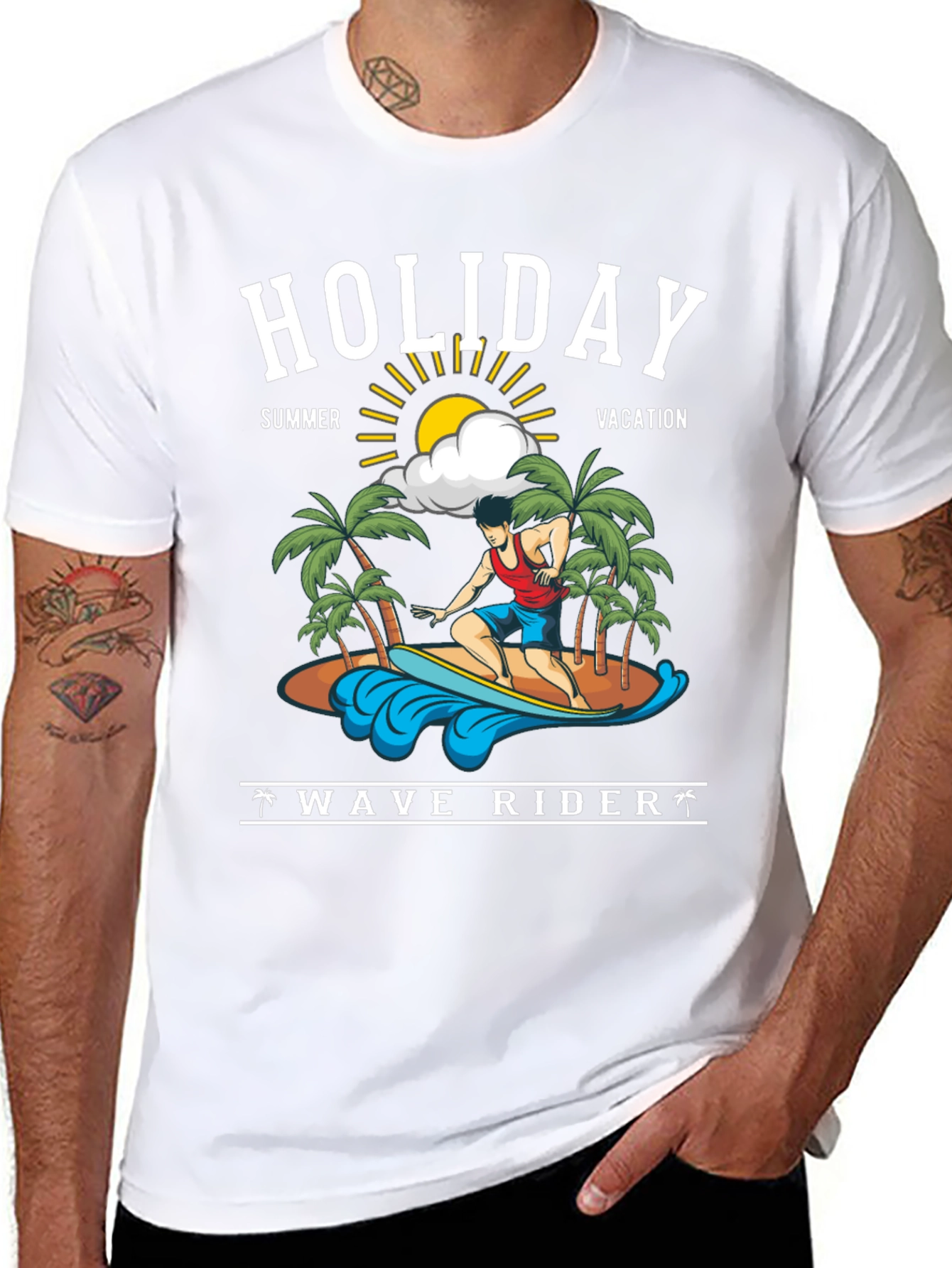 Holiday Wave Rider Graphic Tee - Summer Vacation T-Shirt