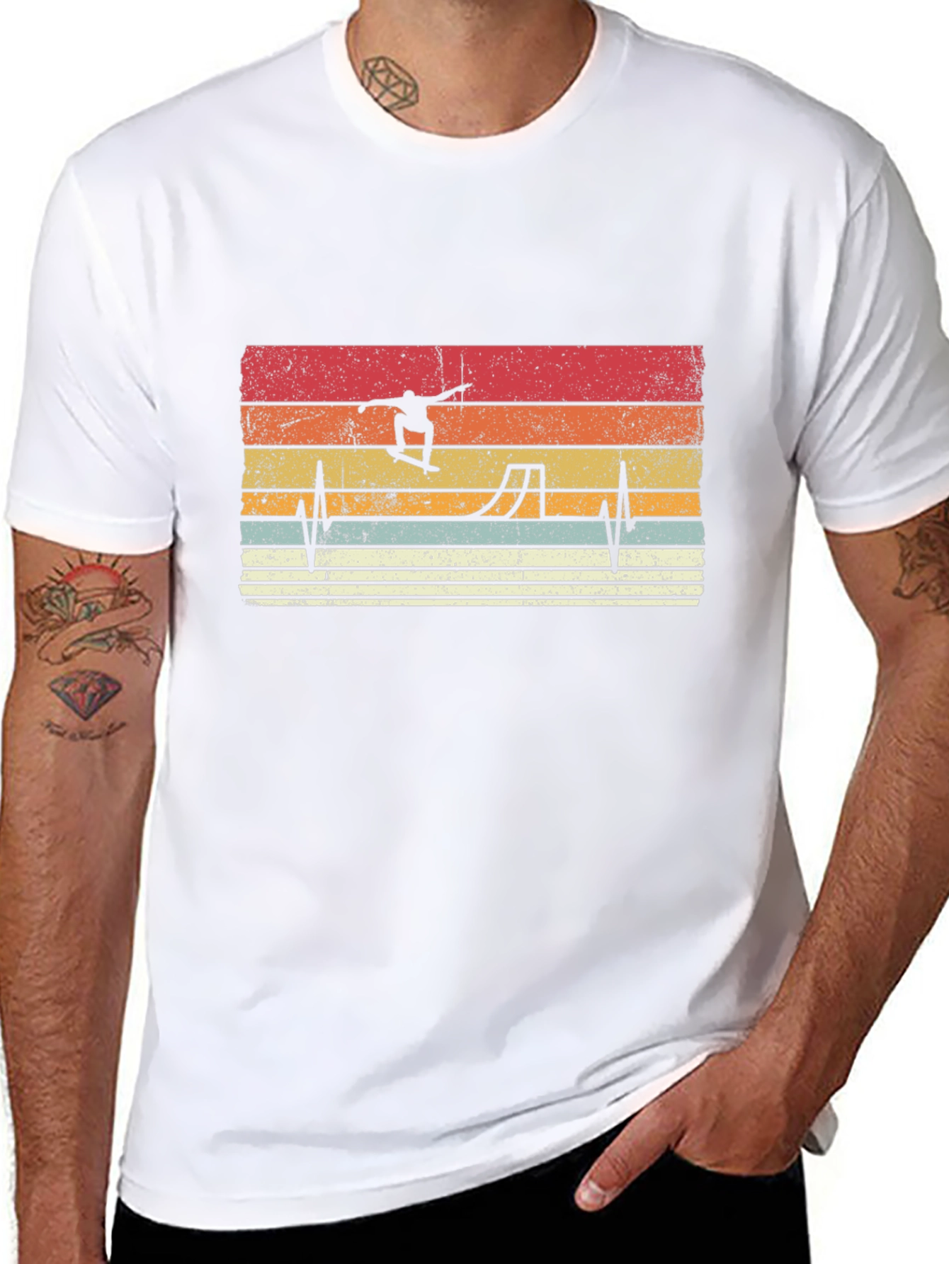 Retro Skateboard Heartbeat Graphic Tee