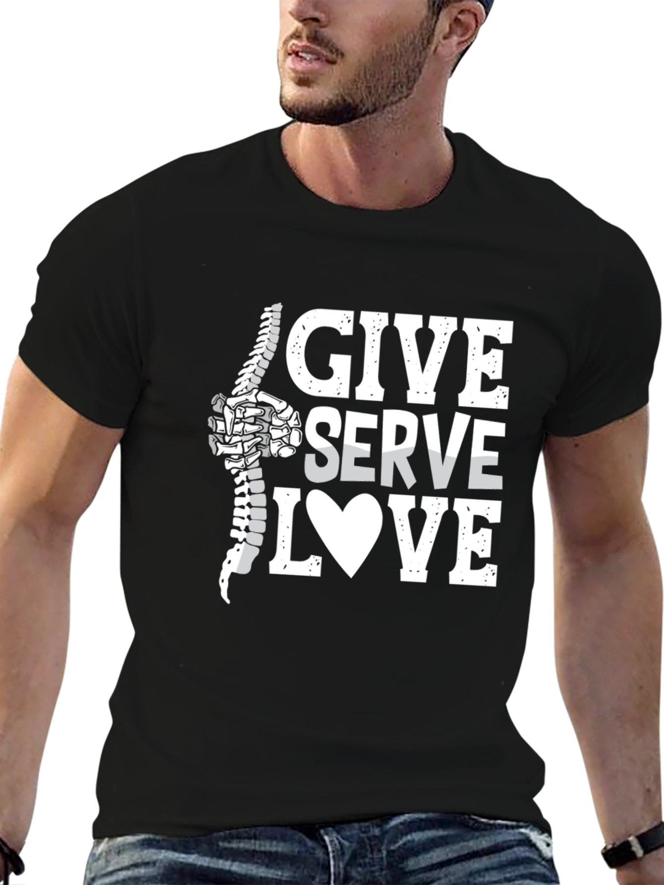 Chiropractor Give Serve Love T-Shirt - Spine Adjustment